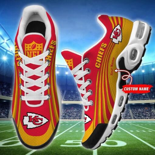 kansas city chiefs personalized name team colors wave lines tn air max shoes air cushion sneakers 7144 ccelu