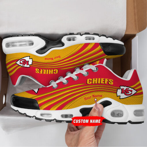 kansas city chiefs personalized name team colors wave lines tn air max shoes air cushion sneakers 9874