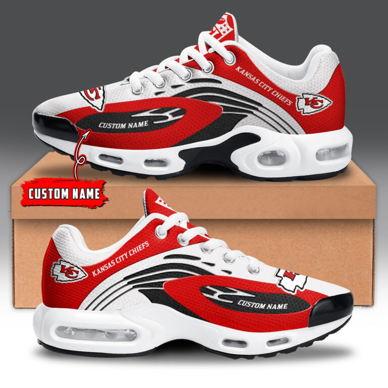 Kansas City Chiefs Personalized Name Team Logo Mix Colors Wave Line TN Air Max Shoes Air Cushion Sneakers