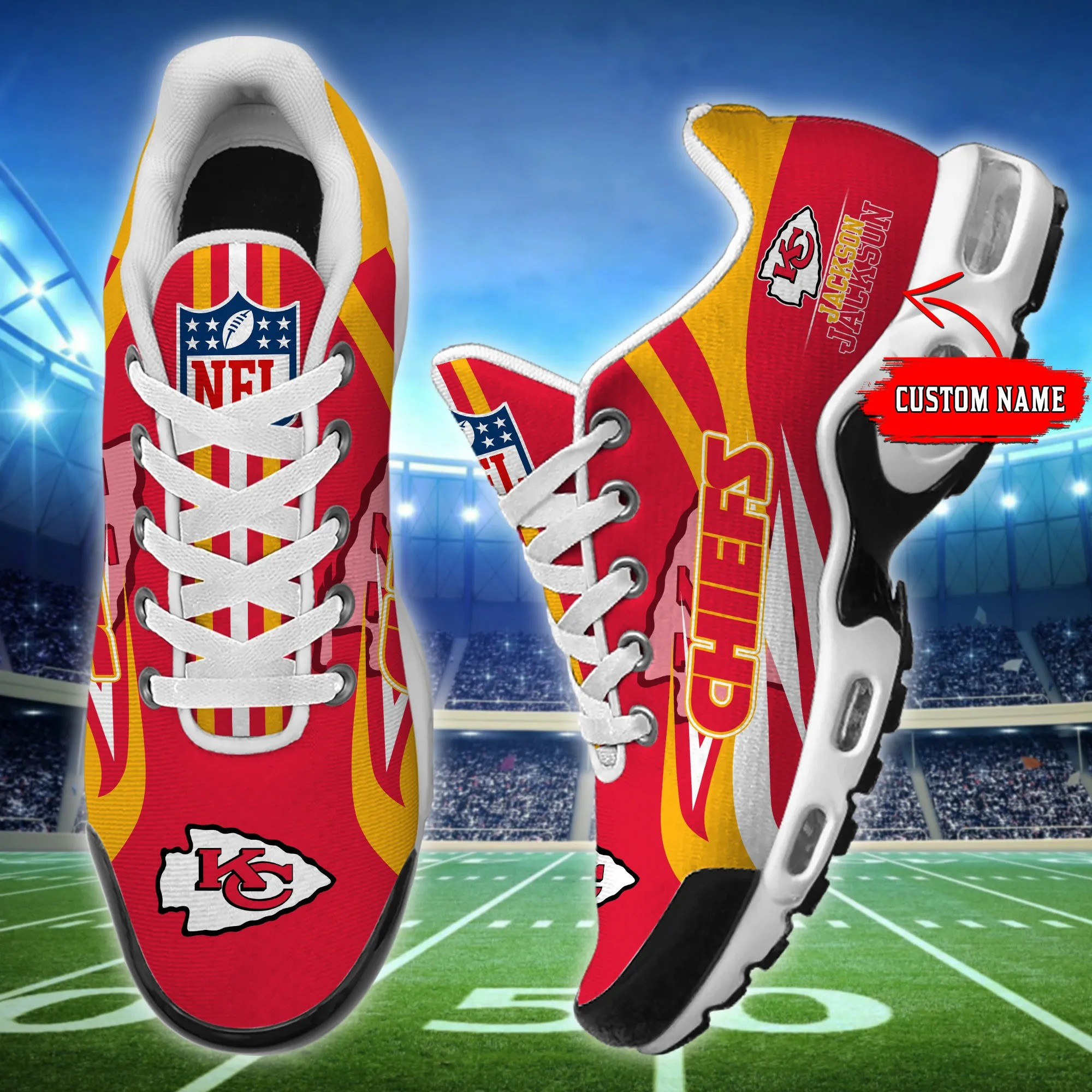 kansas city chiefs personalized plus air max sneaker shoes 8130 tdqal