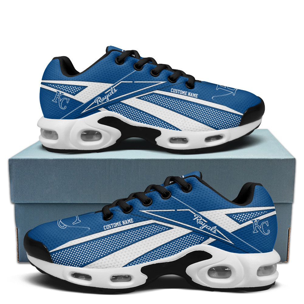 Kansas City Royals Personalized Name Team Colors Supersonic Line Pattern TN Air Max Shoes Air Cushion Sneakers