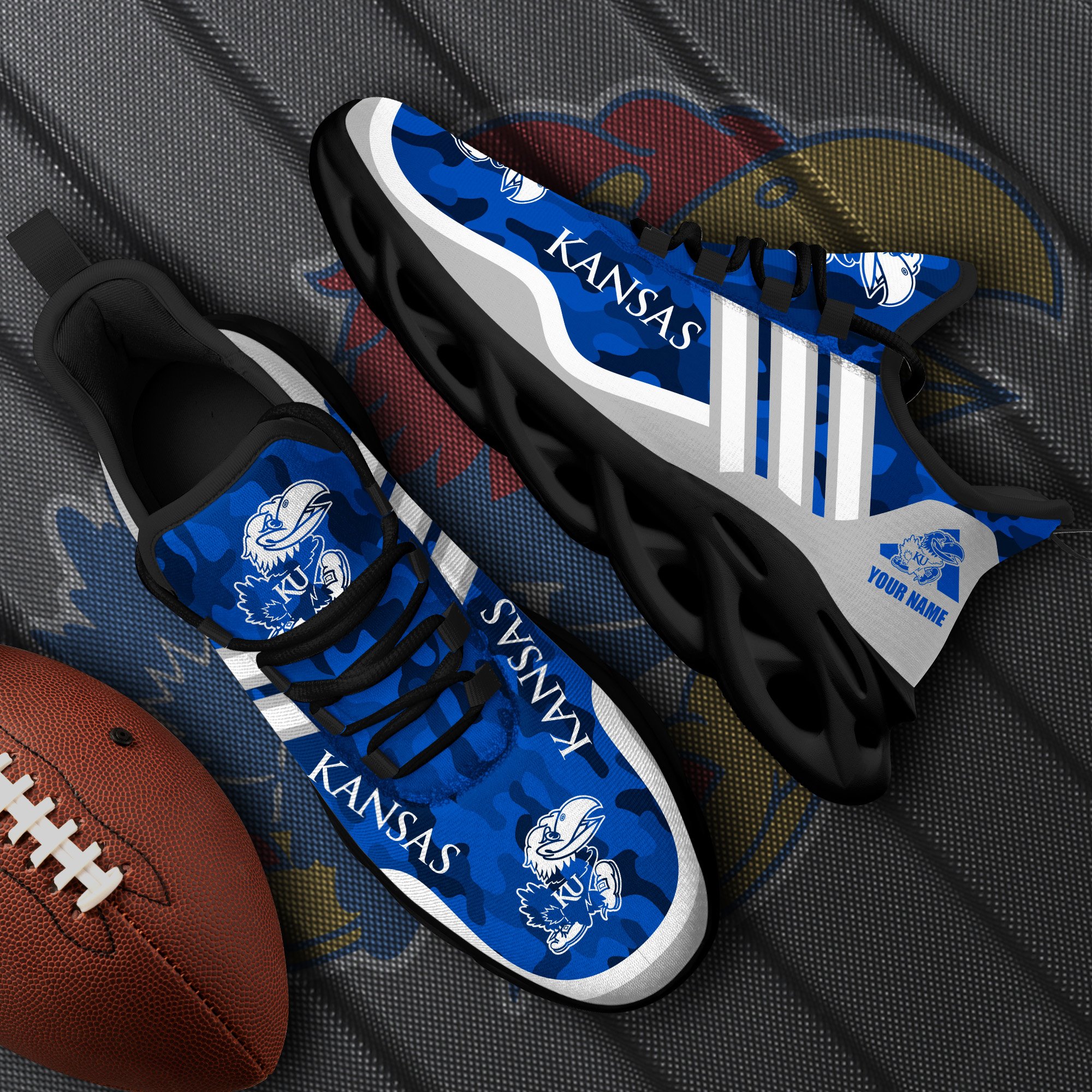 Kansas Jayhawks Black Max Soul Shoes 2026 Versions Custom Name 466