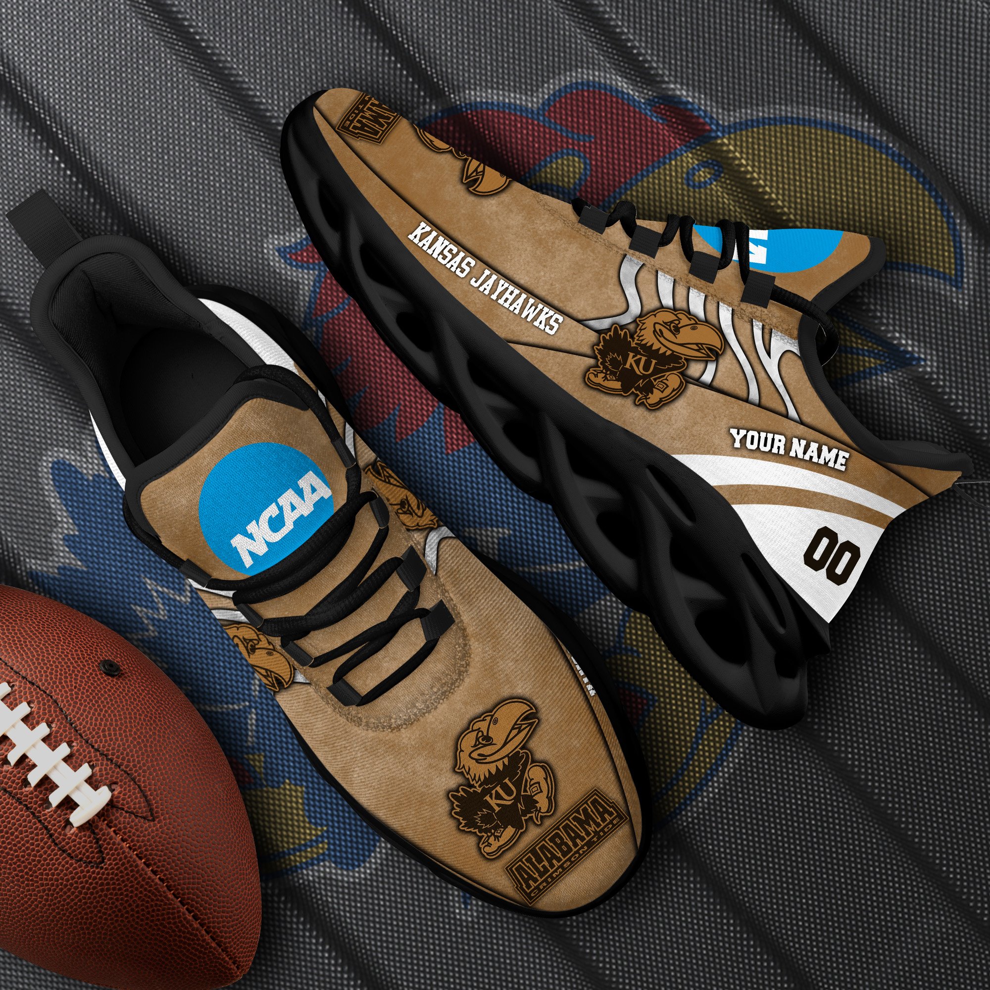 Kansas Jayhawks Black Max Soul Shoes 2026 Versions Custom Your Name And Number 312