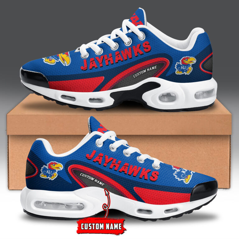 Kansas Jayhawks Personalized Name Team Logo Mix Colors Oval Line TN Air Max Shoes Air Cushion Sneakers