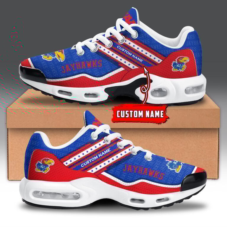 Kansas Jayhawks Personalized Name Team Logo Mix Colors Star Line TN Air Max Shoes Air Cushion Sneakers