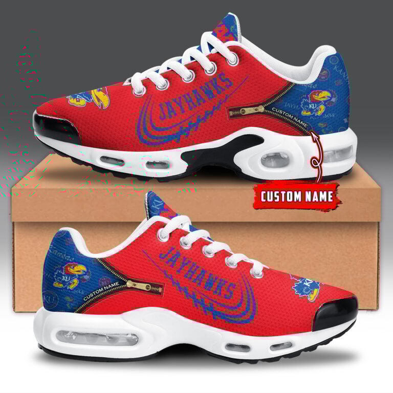 Kansas Jayhawks Personalized Name Team Logo Mix Colors Zipped Line TN Air Max Shoes Air Cushion Sneakers