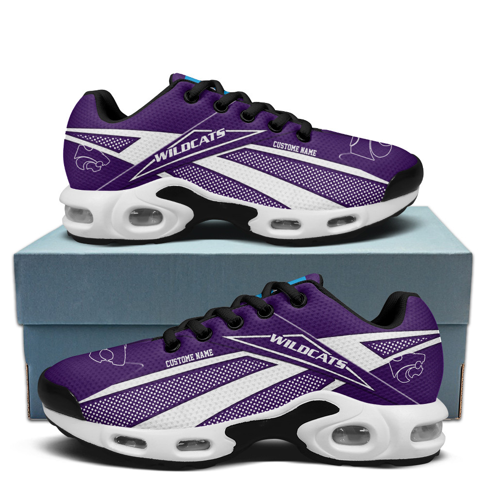 Kansas State Wildcats Personalized Name Team Colors Supersonic Line Pattern TN Air Max Shoes Air Cushion Sneakers