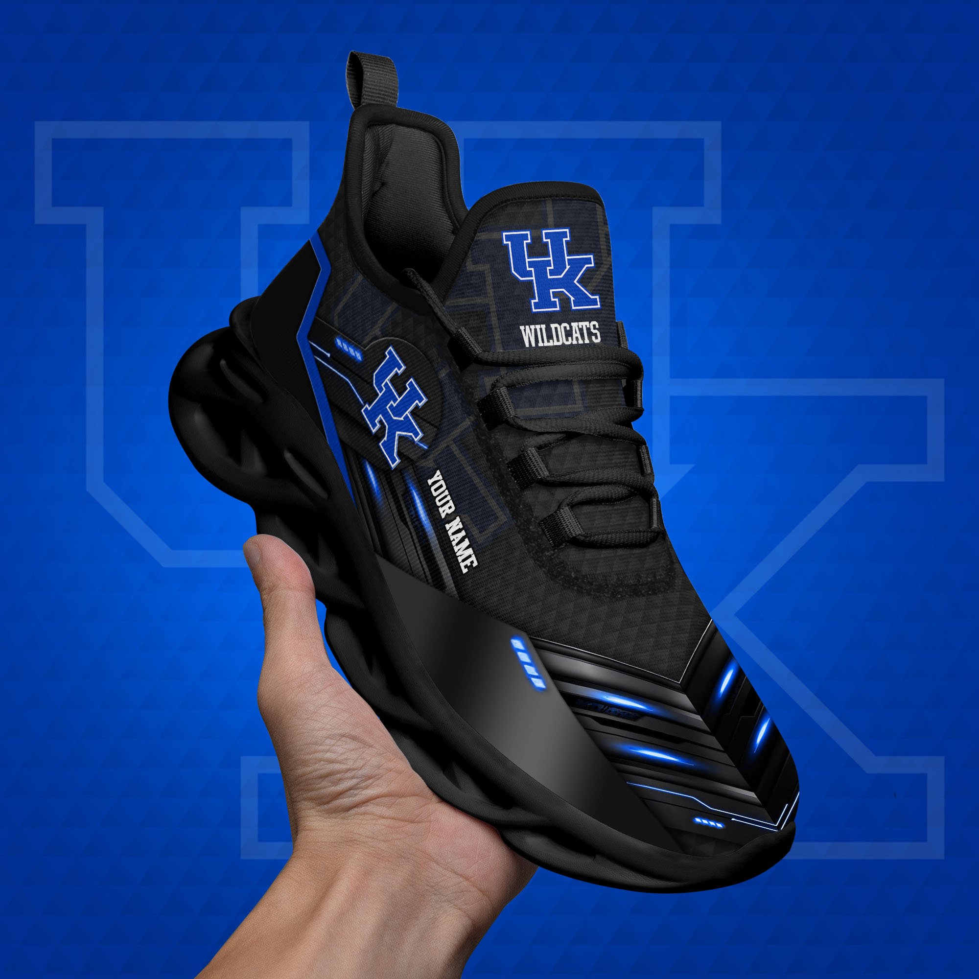 kentucky wildcats black clunky sneaker custom name max soul shoes sport gifts for fan 7233 unc2t