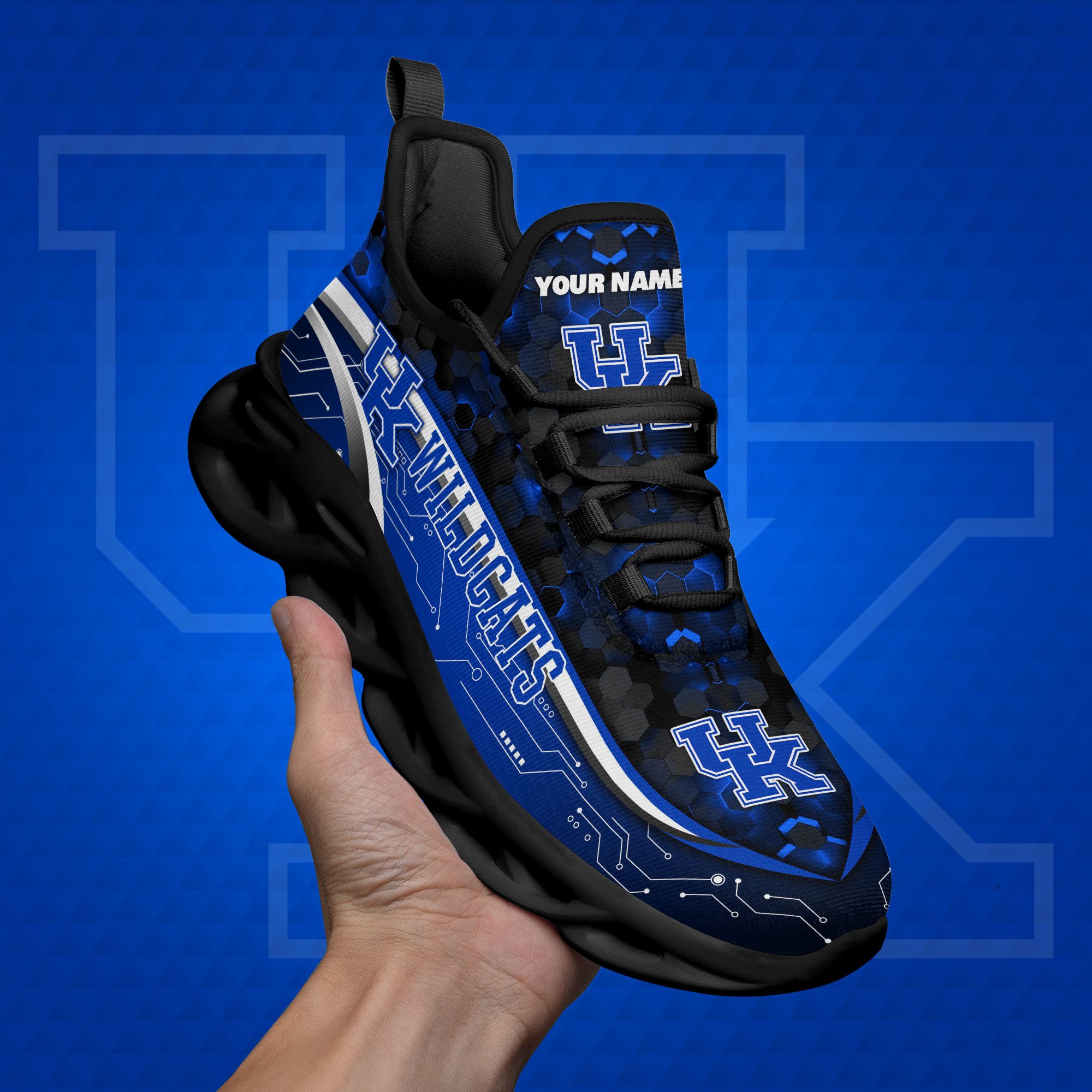 Kentucky Wildcats Black Clunky Sneakers Custom Name, Max Soul Shoes, Sport Gifts