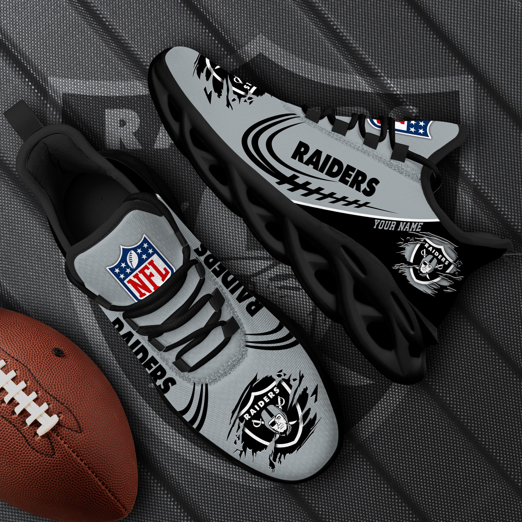 Las Vegas Raiders Black Max Soul Shoes 2026 Versions Custom Name 003