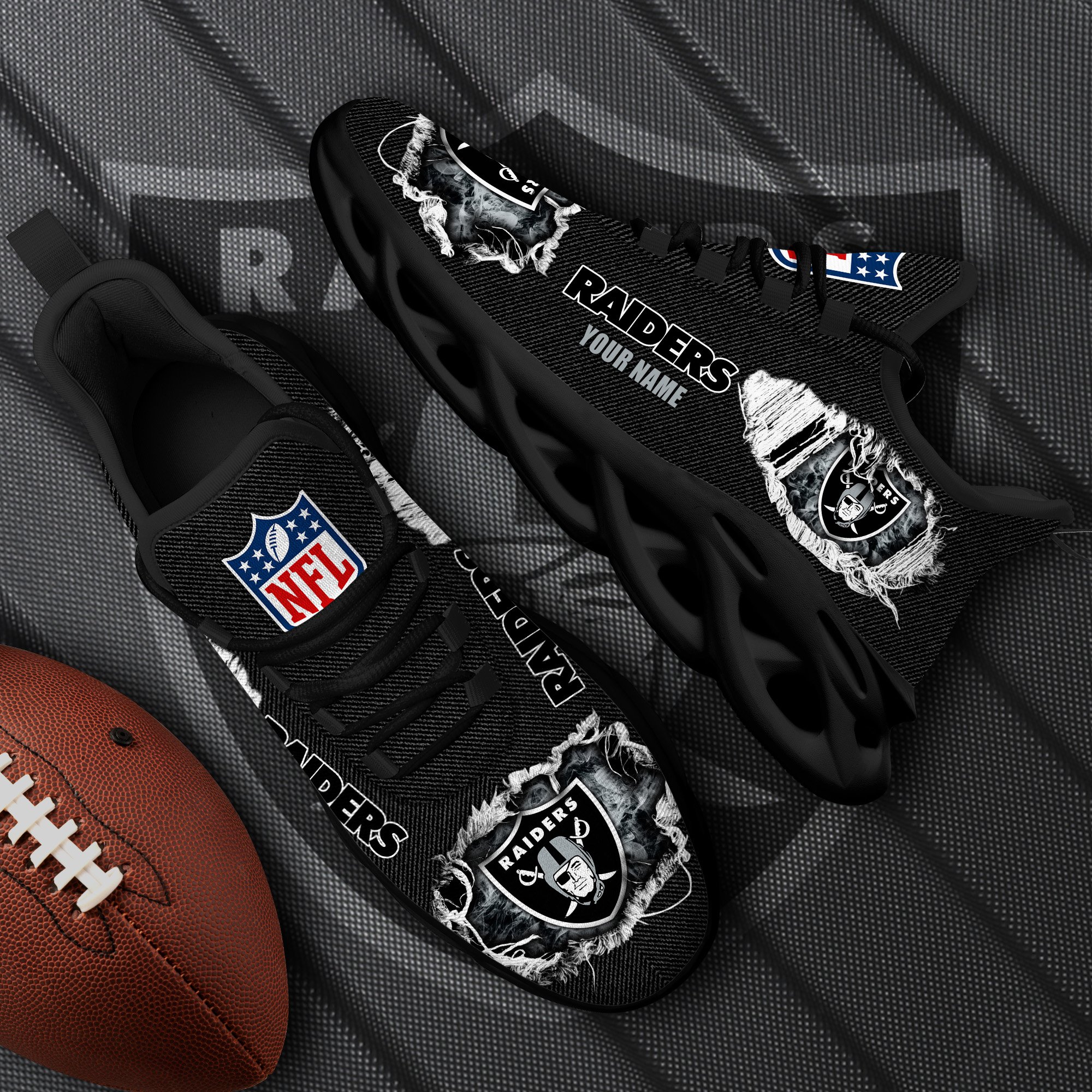 Las Vegas Raiders Black Max Soul Shoes 2026 Versions Custom Name 554