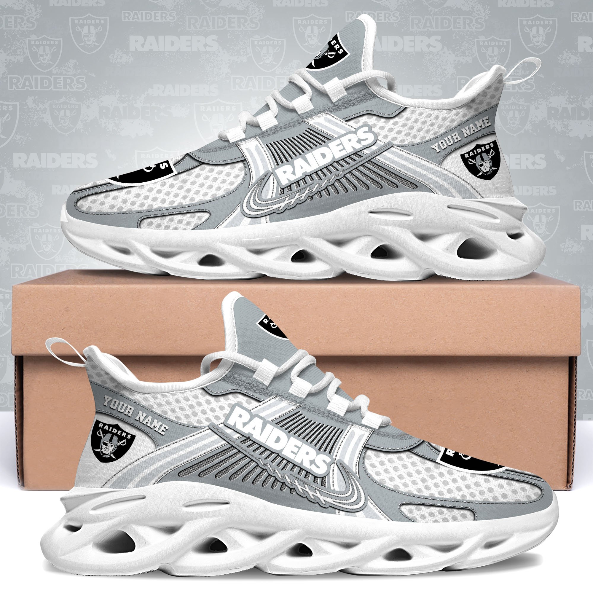 Las Vegas Raiders Clunky Sneakers Custom Your Name, Sport Sneakers For Fans, Gifts For Sport Lovers, Gift For Dad