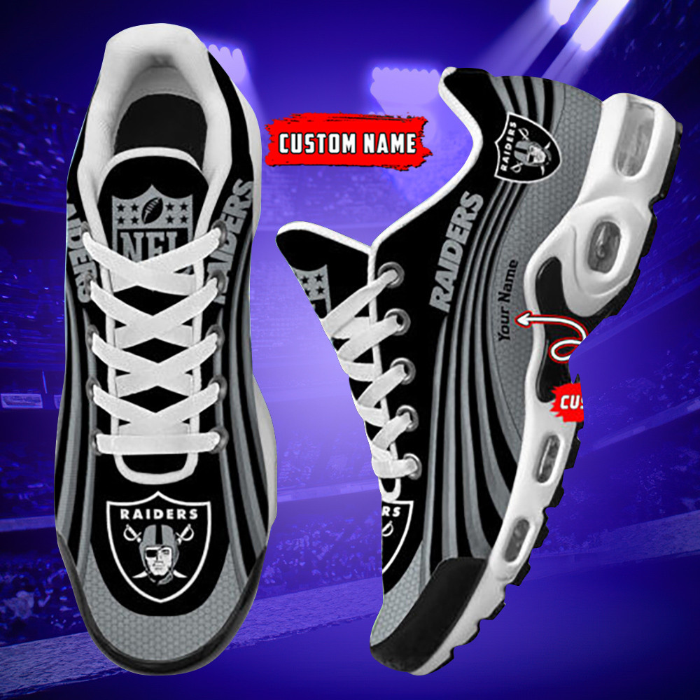 las vegas raiders personalized name team colors wave lines tn air max shoes air cushion sneakers 5847 tssgl