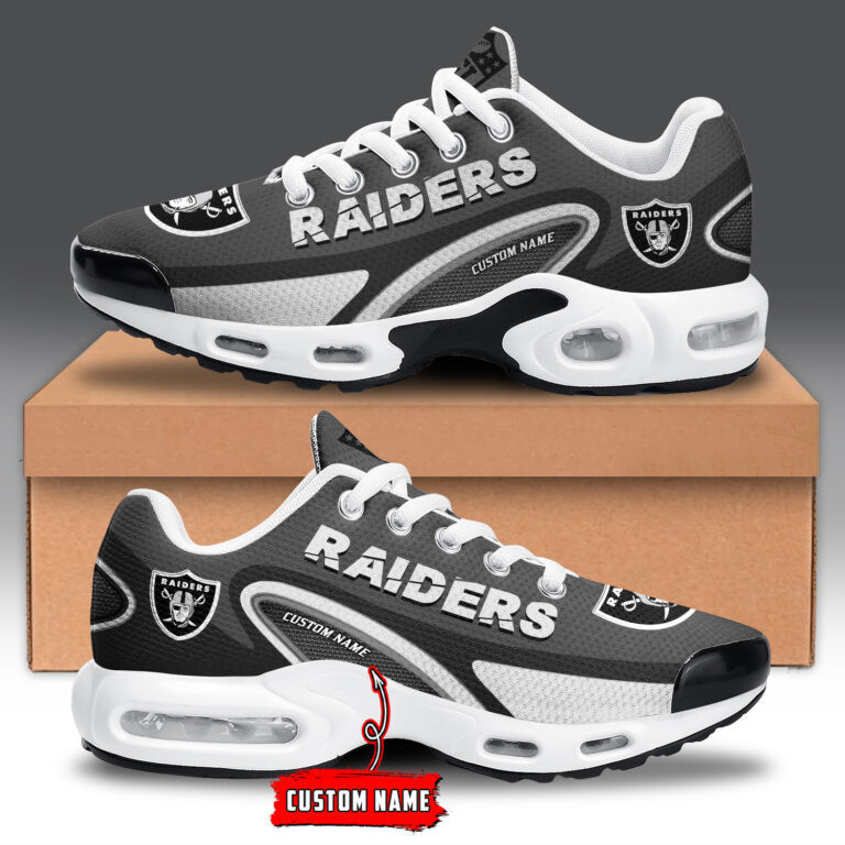 Las Vegas Raiders Personalized Name Team Logo Mix Colors Oval Line TN Shoes Air Cushion Sneakers
