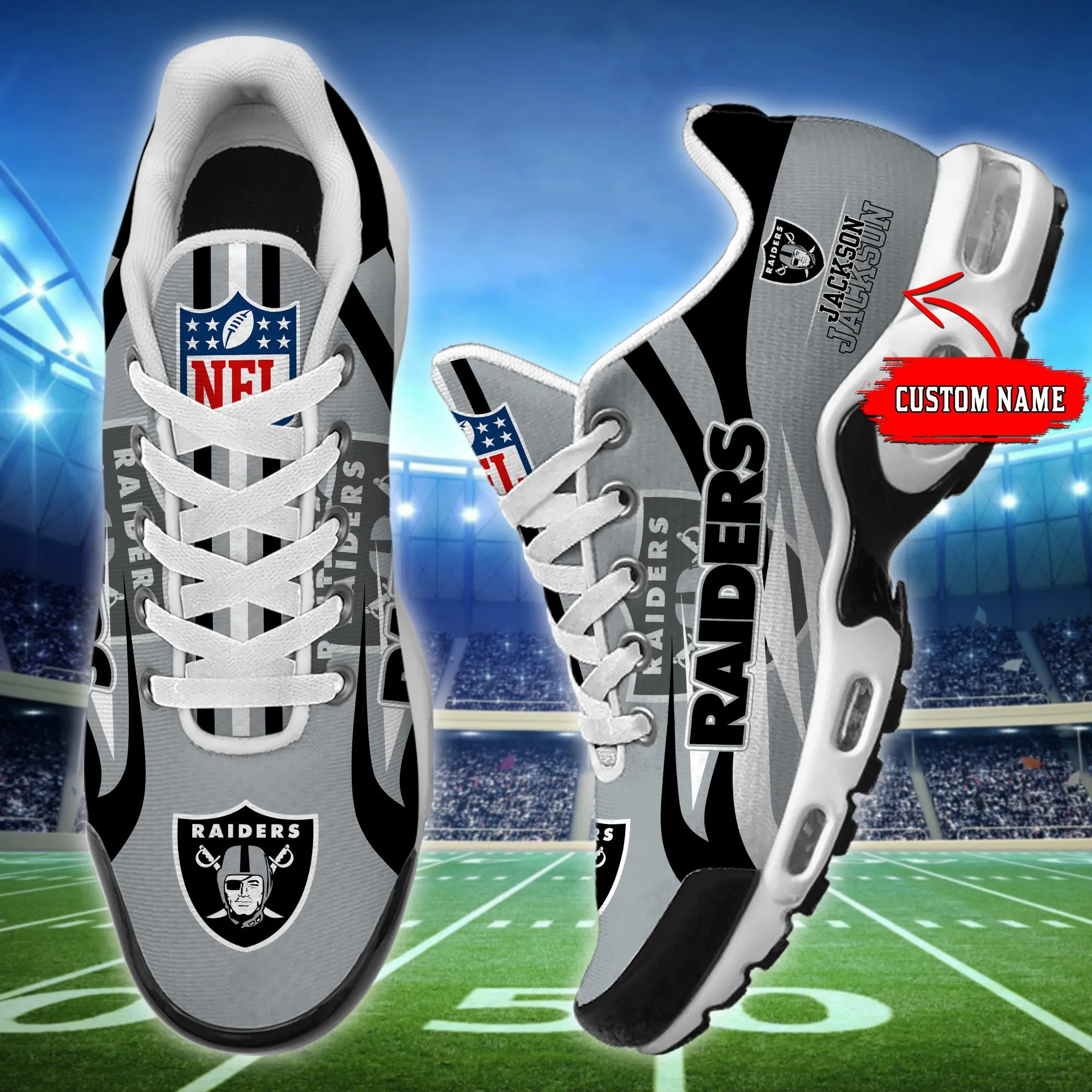 las vegas raiders personalized plus air max sneaker shoes 5571