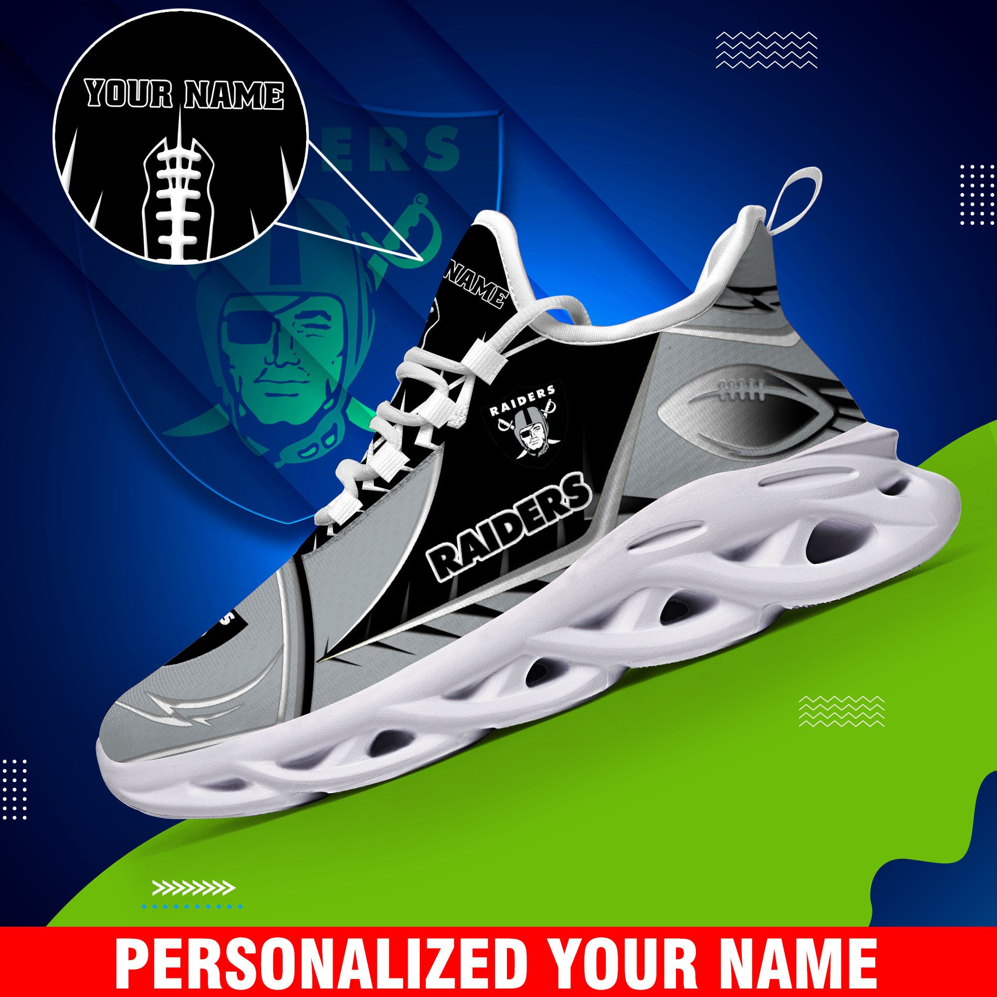 las vegas raiders sport white c sneakers 2026 version personalized your name 528 7458