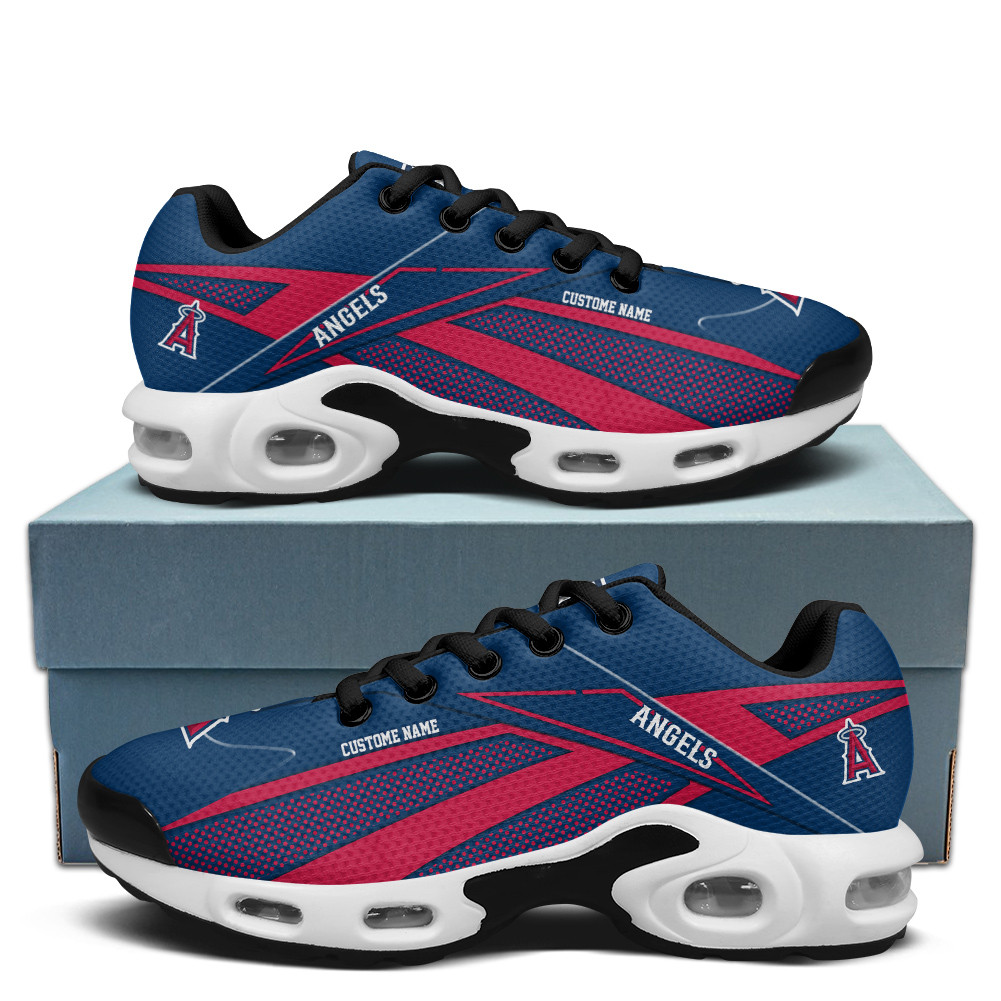 Los Angeles Angels Personalized Name Team Colors Supersonic Line Pattern TN Air Max Shoes Air Cushion Sneakers