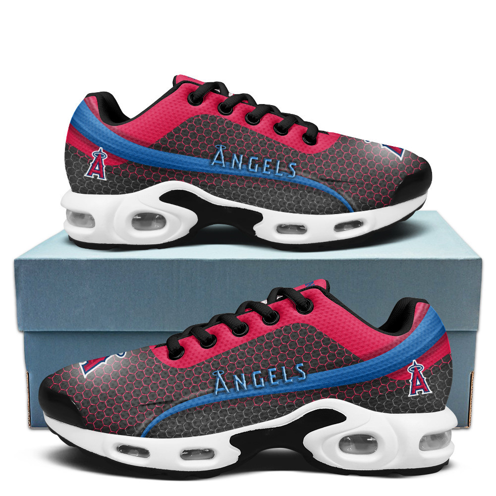 Los Angeles Angels Personalized Name Team Colors Wave Line Beehive Pattern TN Air Max Shoes Air Cushion Sneakers