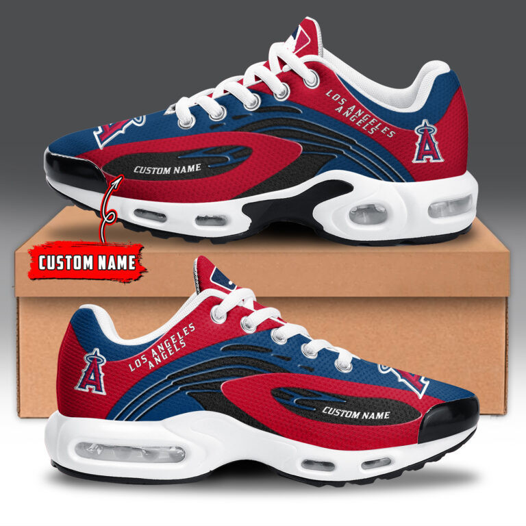 Los Angeles Angels Personalized Name Team Logo Mix Colors Wave Line TN Shoes Air Cushion Sneakers