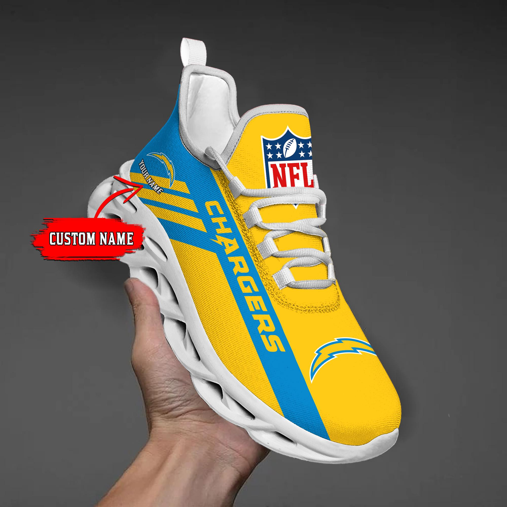Los Angeles Chargers Black Max Soul Shoes 2026 Versions Custom Name 635