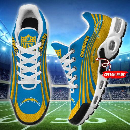 los angeles chargers personalized name team colors wave lines tn shoes air cushion sneakers 9317 tyulz