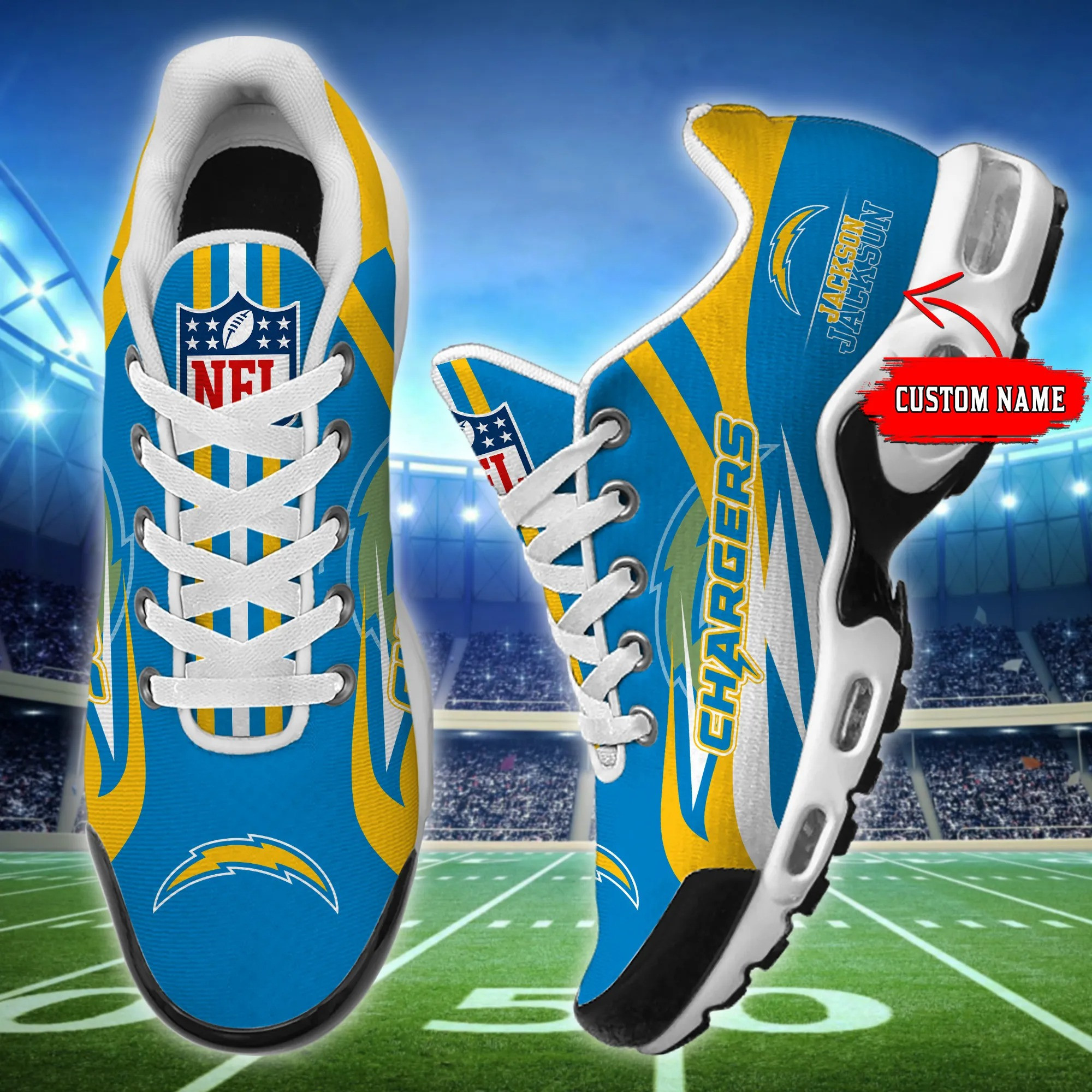 los angeles chargers personalized plus air max sneaker shoes 9154 e4d9u