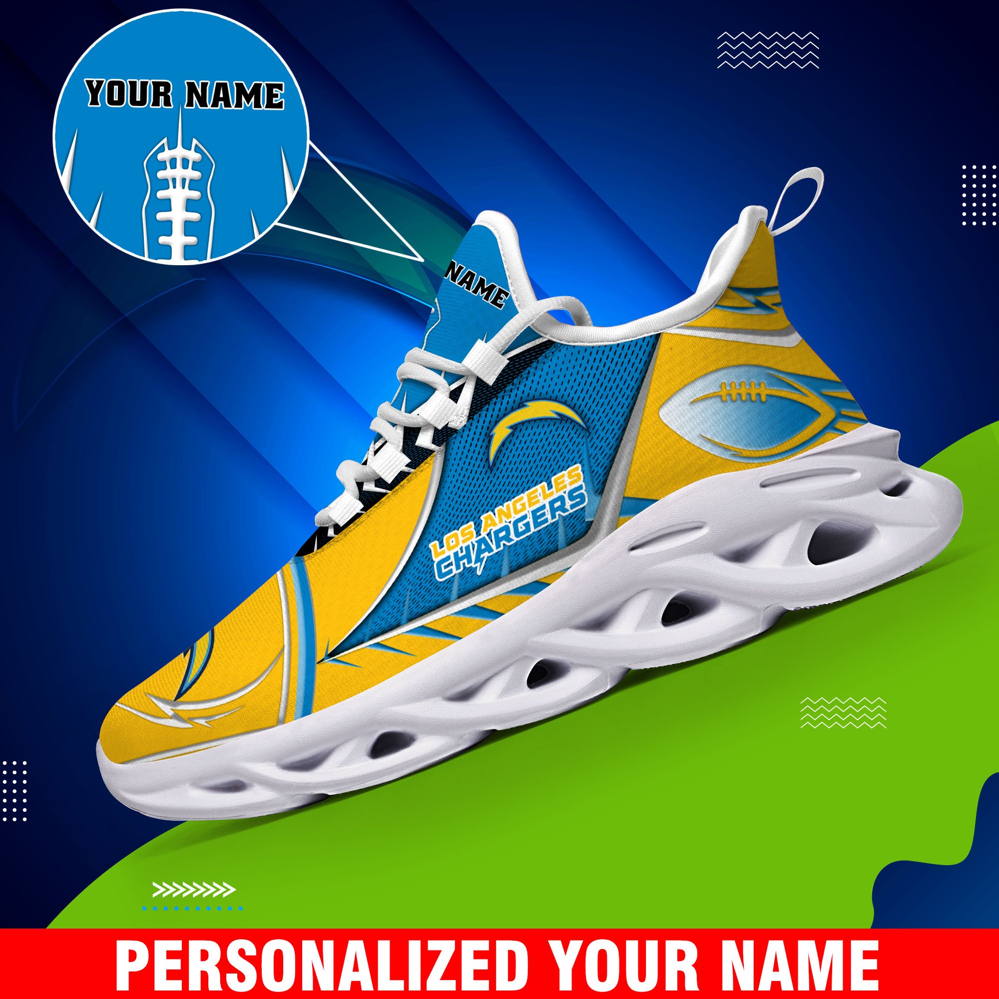 los angeles chargers sport white c sneakers 2026 version personalized your name 528 1419 zzwzm