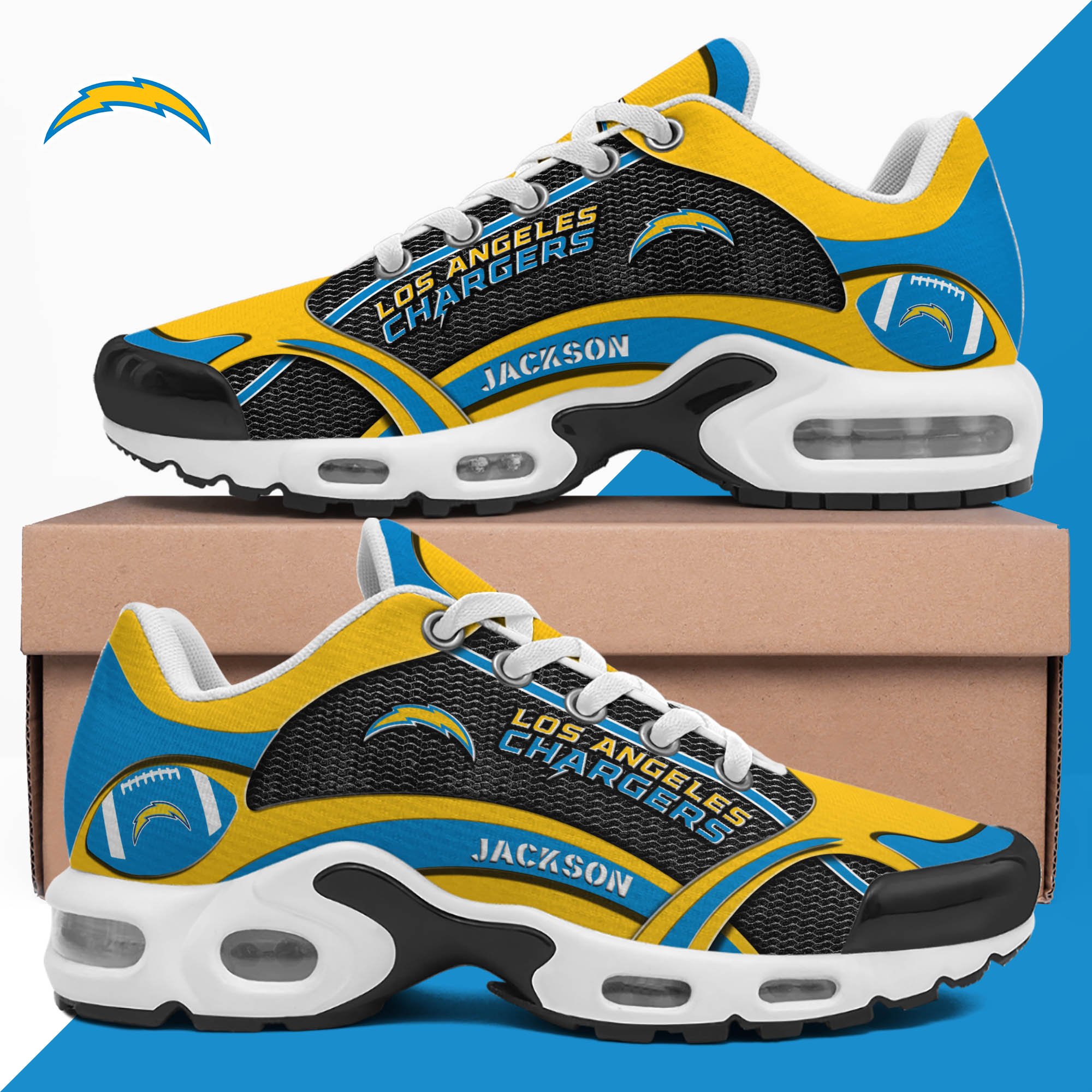 los angeles chargers team tn shoes 2026 version custom name 889 3914 a9ncf