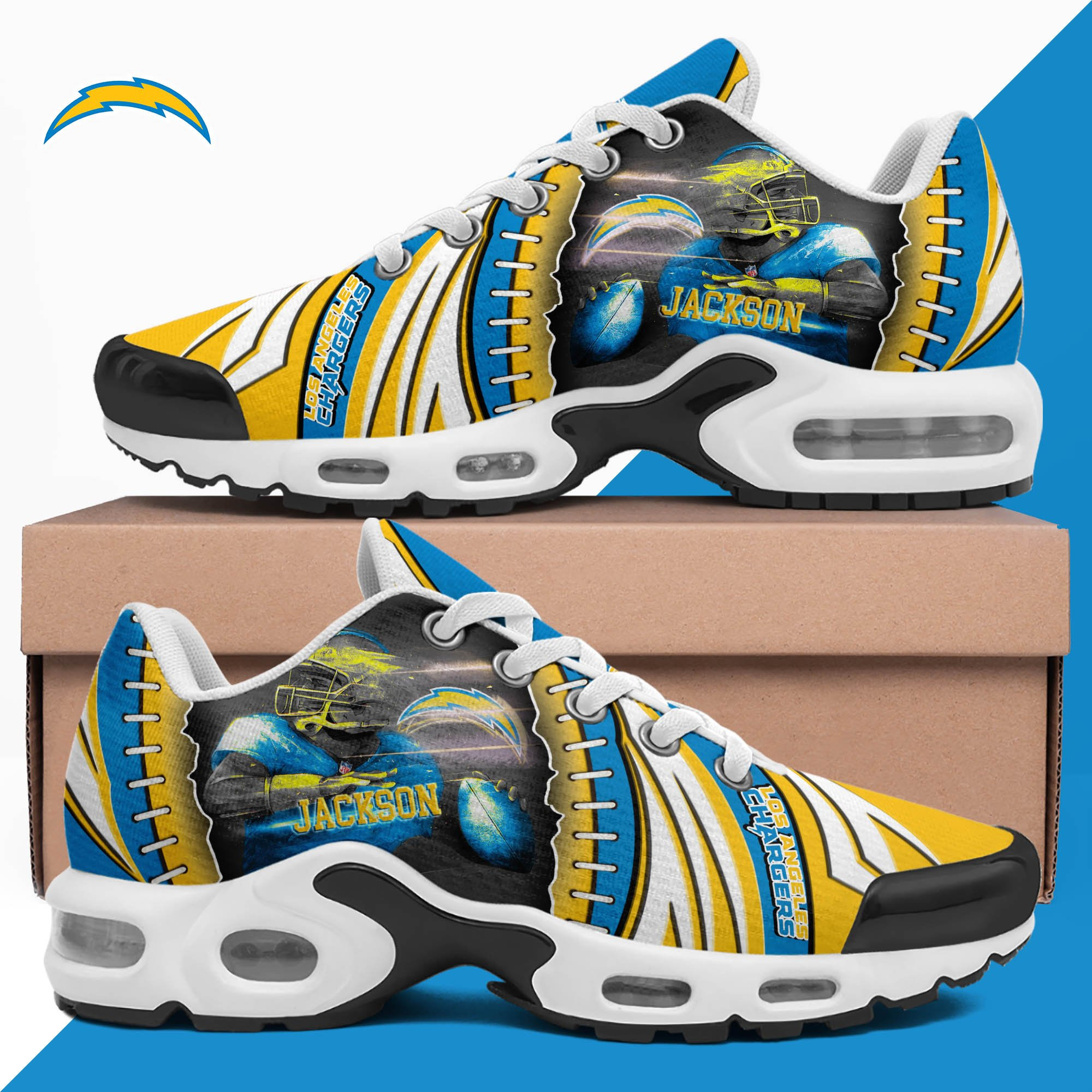 los angeles chargers tn shoes 2026 version custom your name 919 4009 nstrn