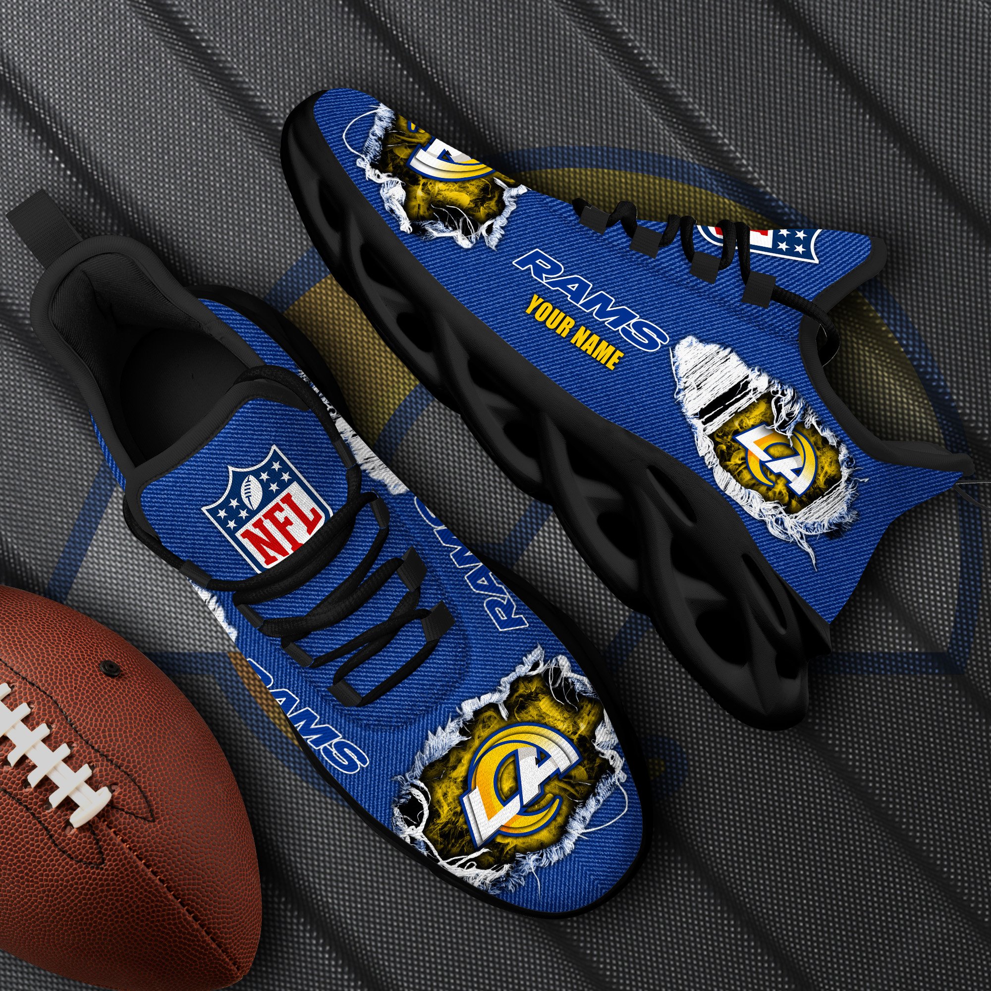 los angeles rams black max soul shoes 2026 versions custom name 554 9090 lptgv