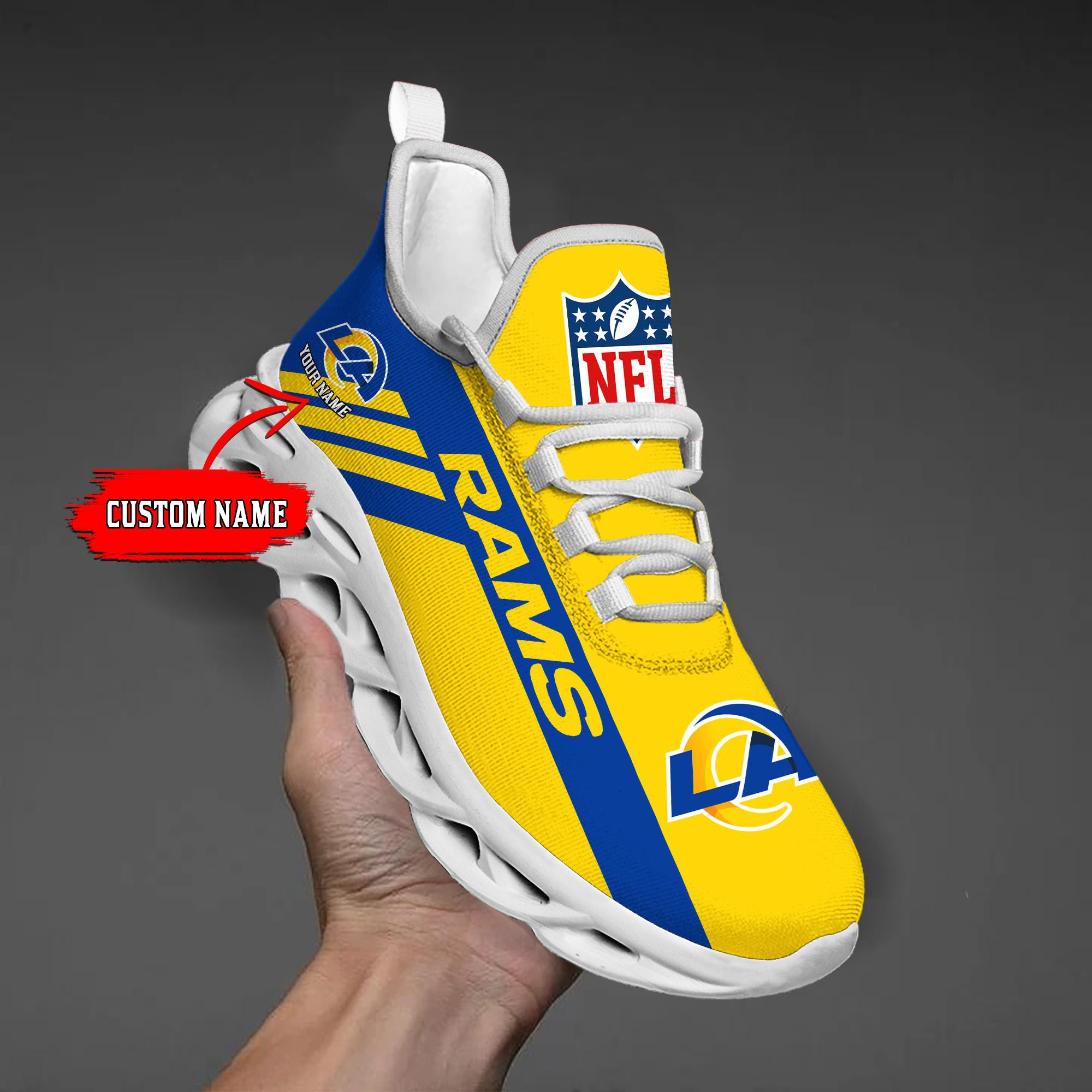 los angeles rams black max soul shoes 2026 versions custom name 635 1107 8cybp