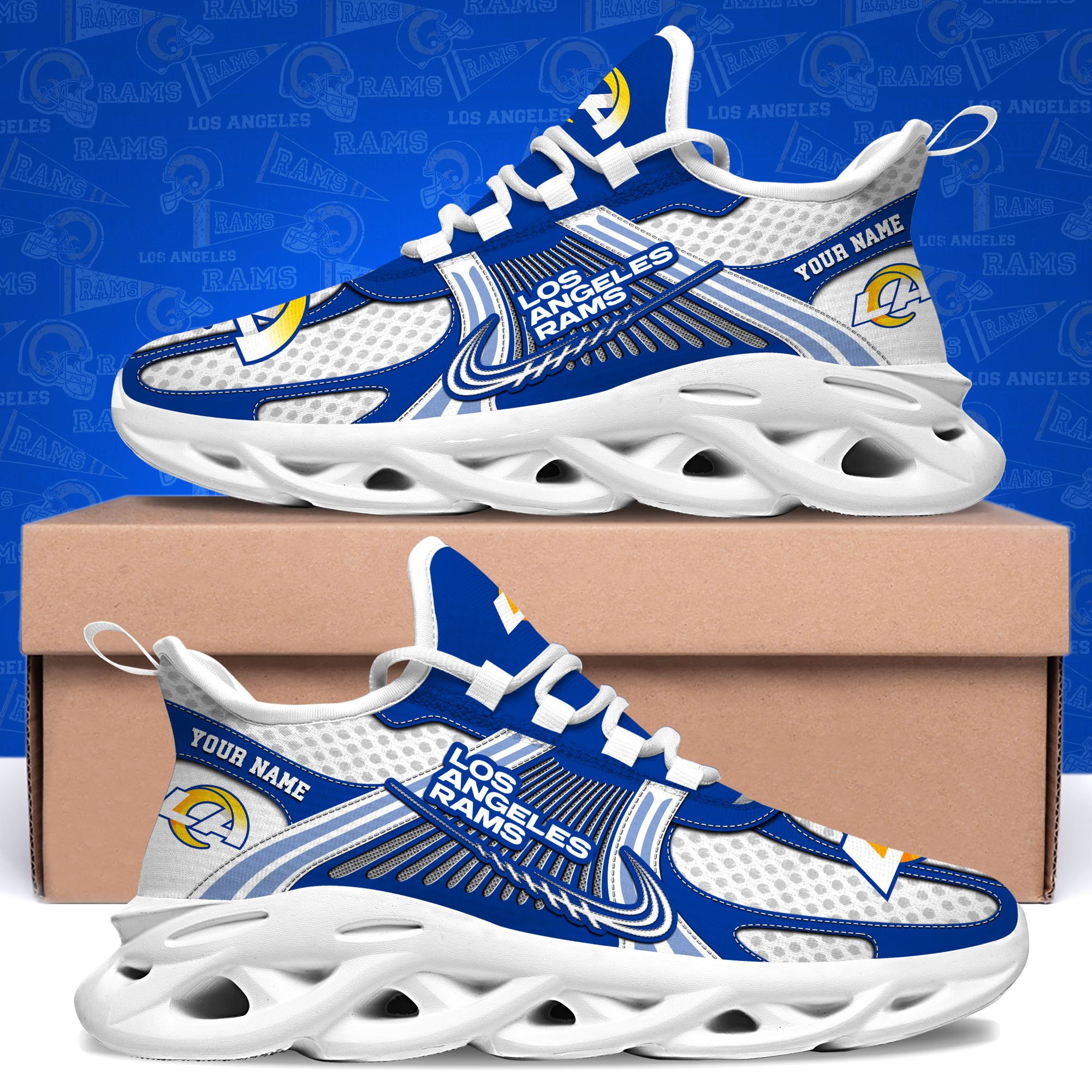 los angeles rams clunky sneakers custom your name sport sneakers for fans gifts for sport lovers gift for dad 1966 uraqj