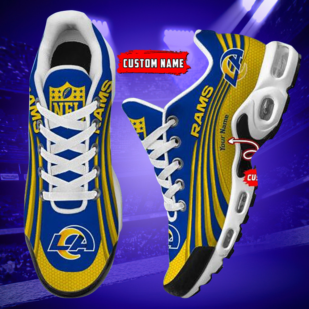 los angeles rams personalized name team colors wave lines tn air max shoes air cushion sneakers 7149
