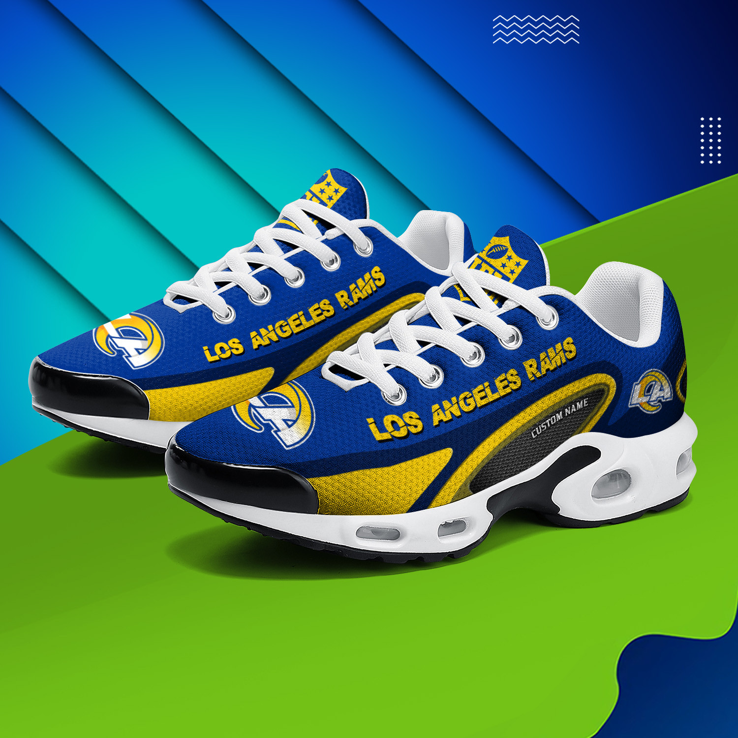 los angeles rams personalized name team logo mix colors oval line tn air max shoes air cushion sneakers 4929 vjwz4