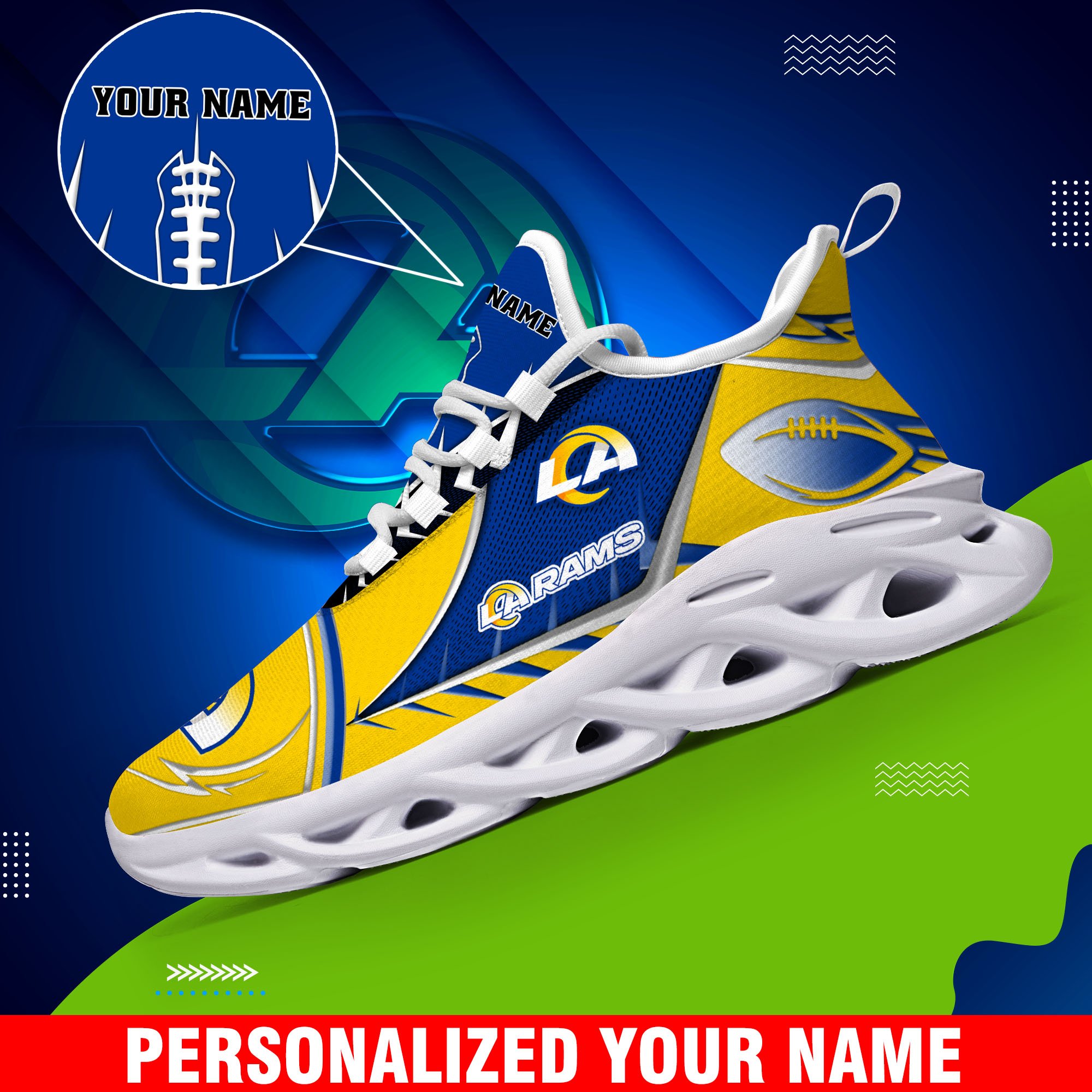 los angeles rams sport white c sneakers 2026 version personalized your name 528 4423 lqpyz