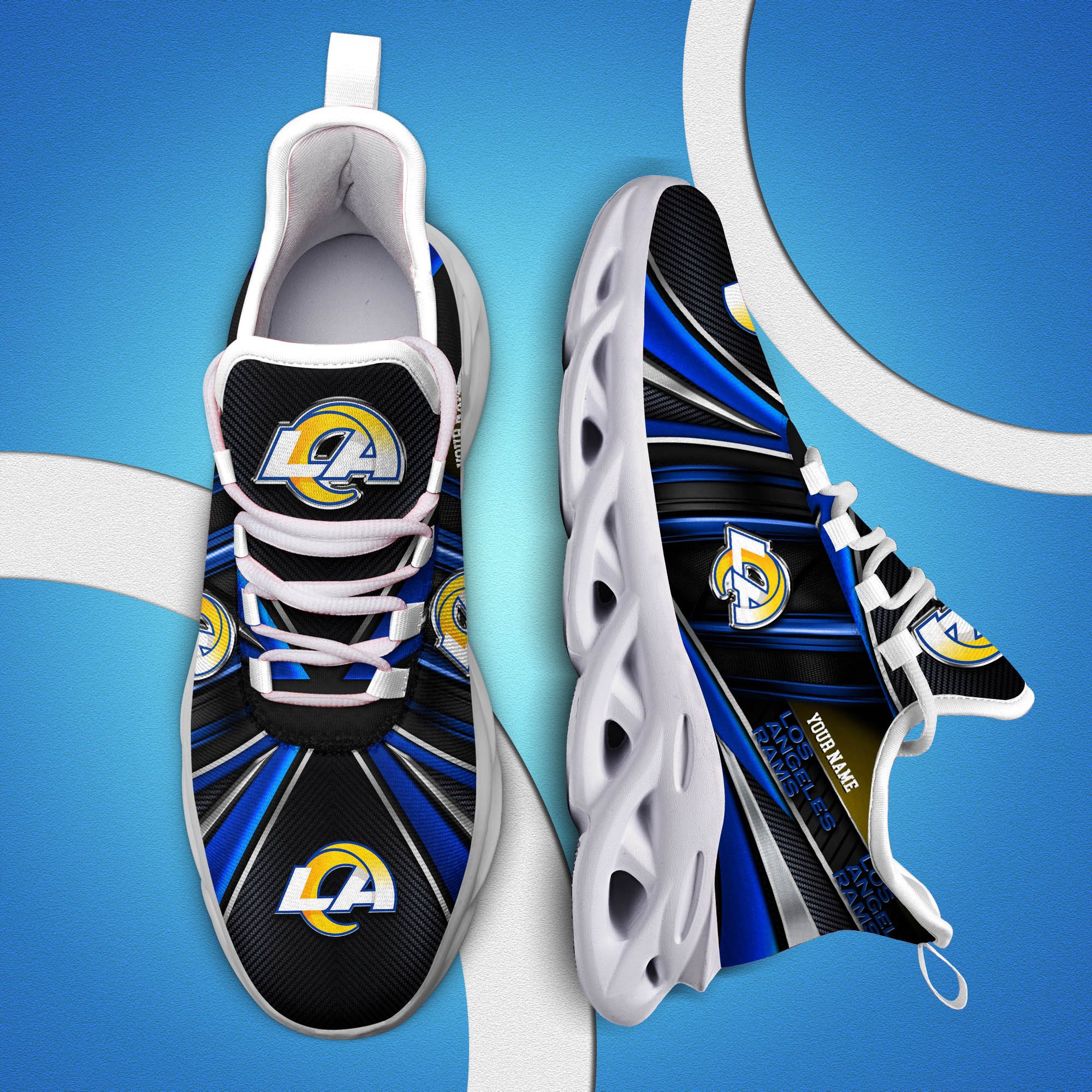 Los Angeles Rams White C Sneakers 2026 Version Personalized Your Name, Sport Team Sneakers, Sport Gifts PH892