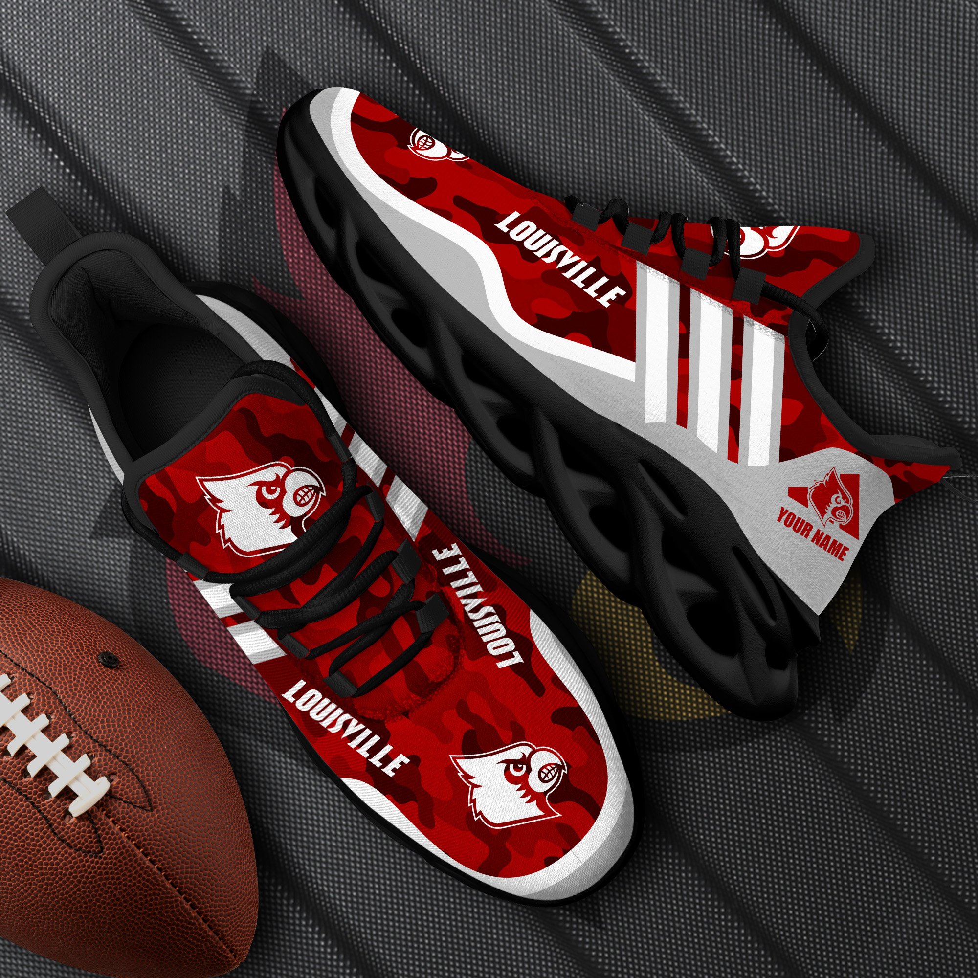 Louisville Cardinals Black Max Soul Shoes 2026 Versions Custom Name 466