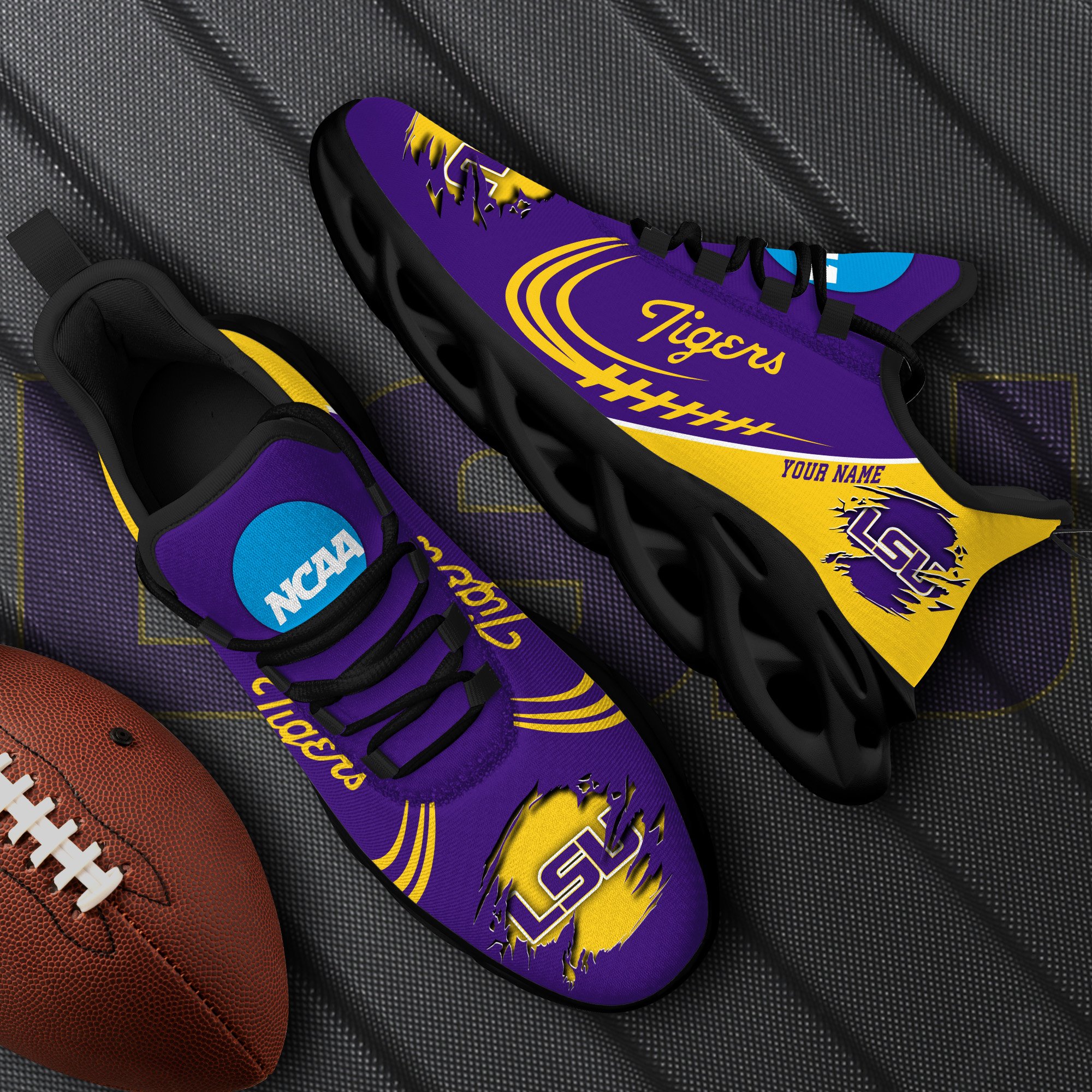 LSU TIGERS Black Max Soul Shoes 2026 Versions Custom Name 016