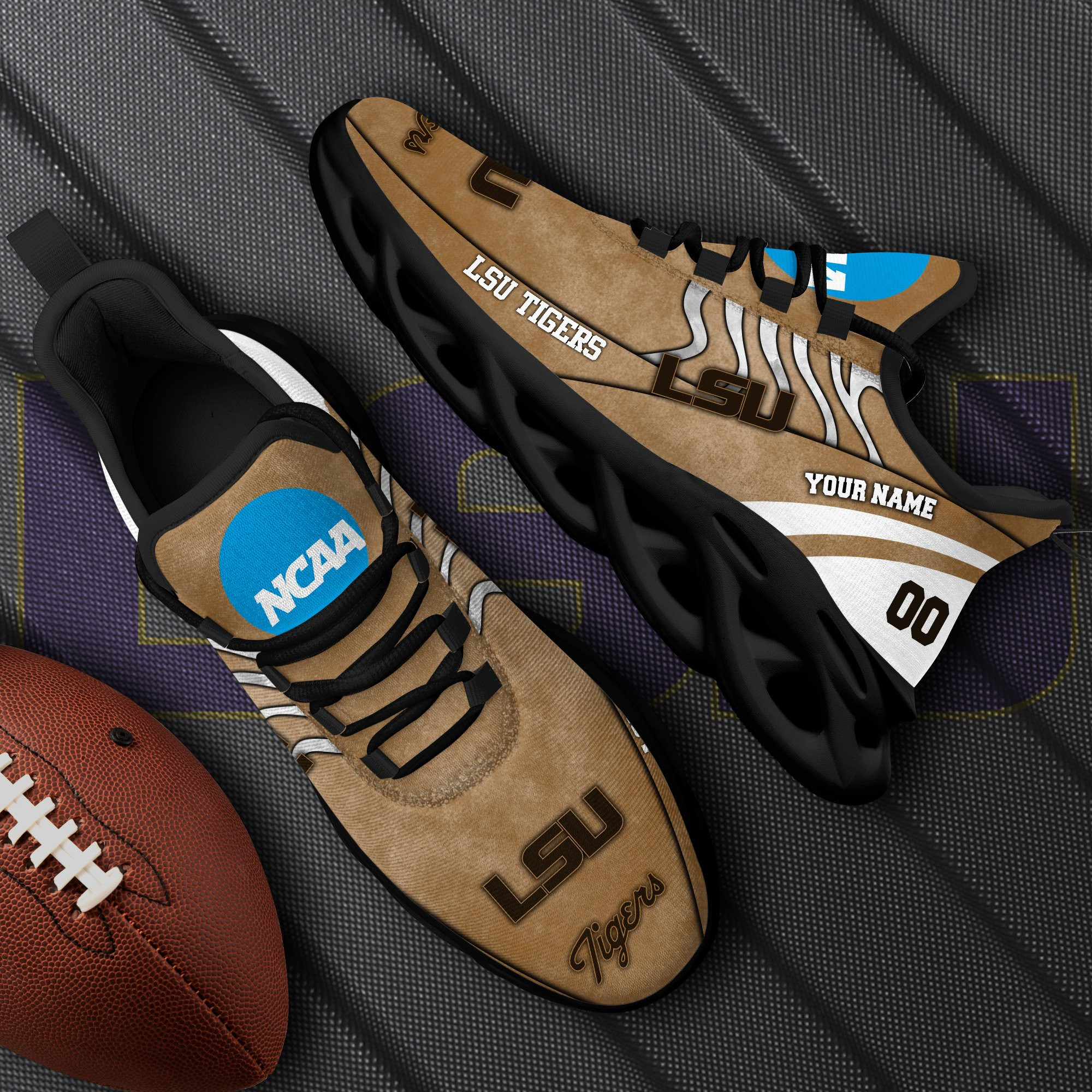 LSU TIGERS Black Max Soul Shoes 2026 Versions Custom Your Name And Number 312