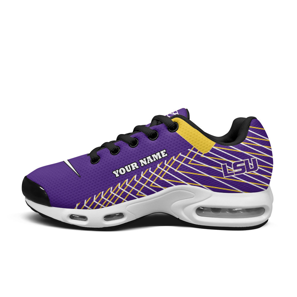 lsu tigers personalized name team colors jagged lines tn air max shoes air cushion sneakers 2713 i13yp