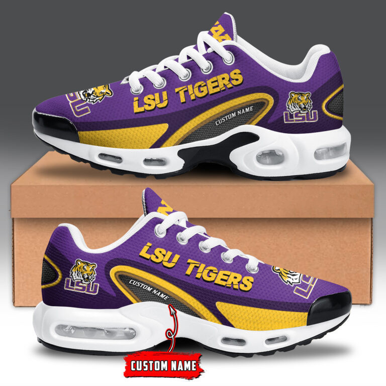 LSU Tigers Personalized Name Team Logo Mix Colors Oval Line TN Shoes Air Cushion Sneakers