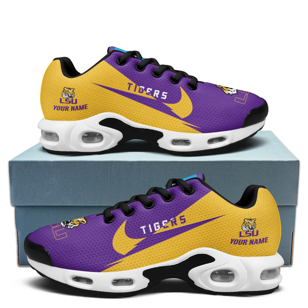 lsu tigers personalized name team logo wings of god pattern tn air max shoes air cushion sneakers 2593 gbmg1