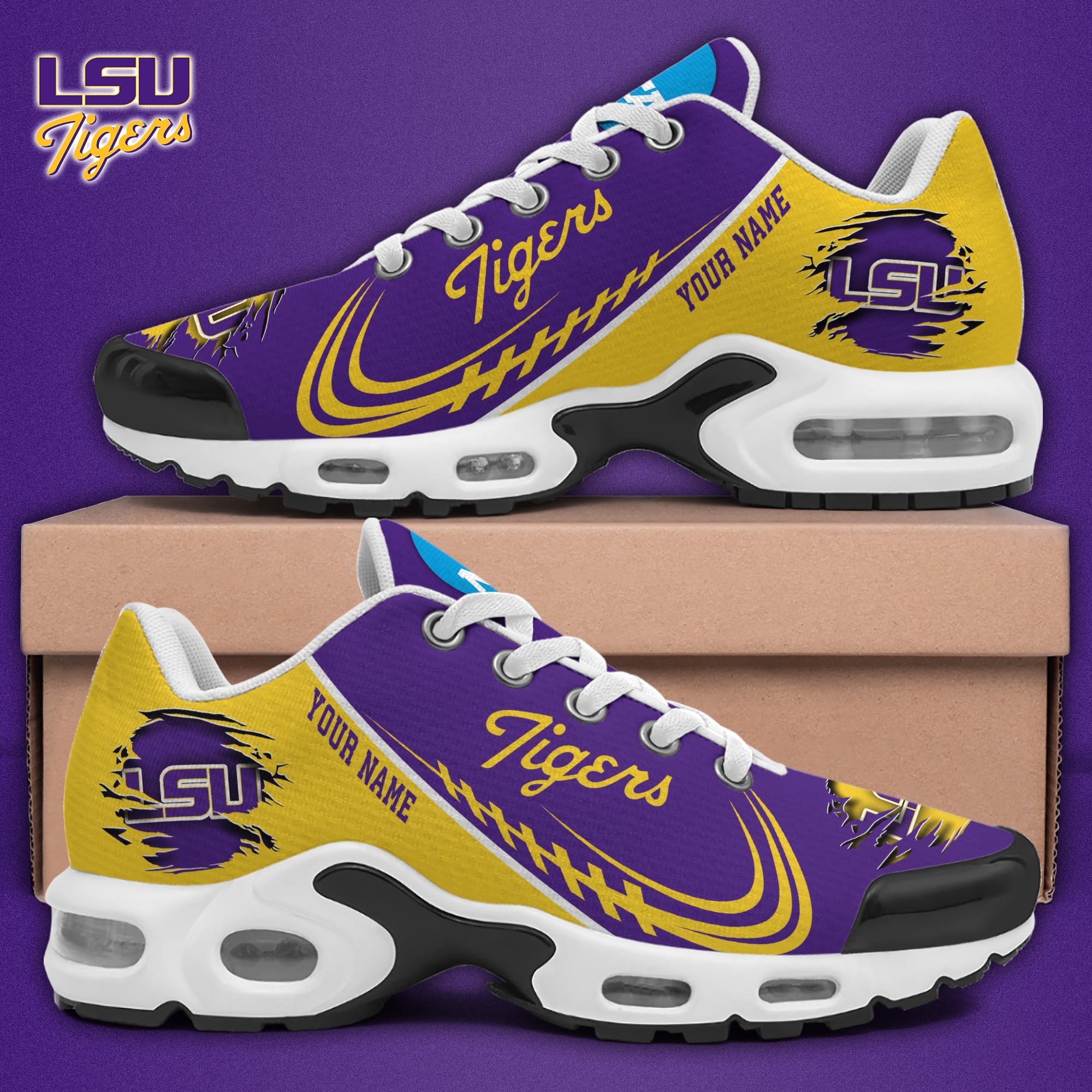 lsu tigers tn shoes 2026 version custom name 4048 ytkug