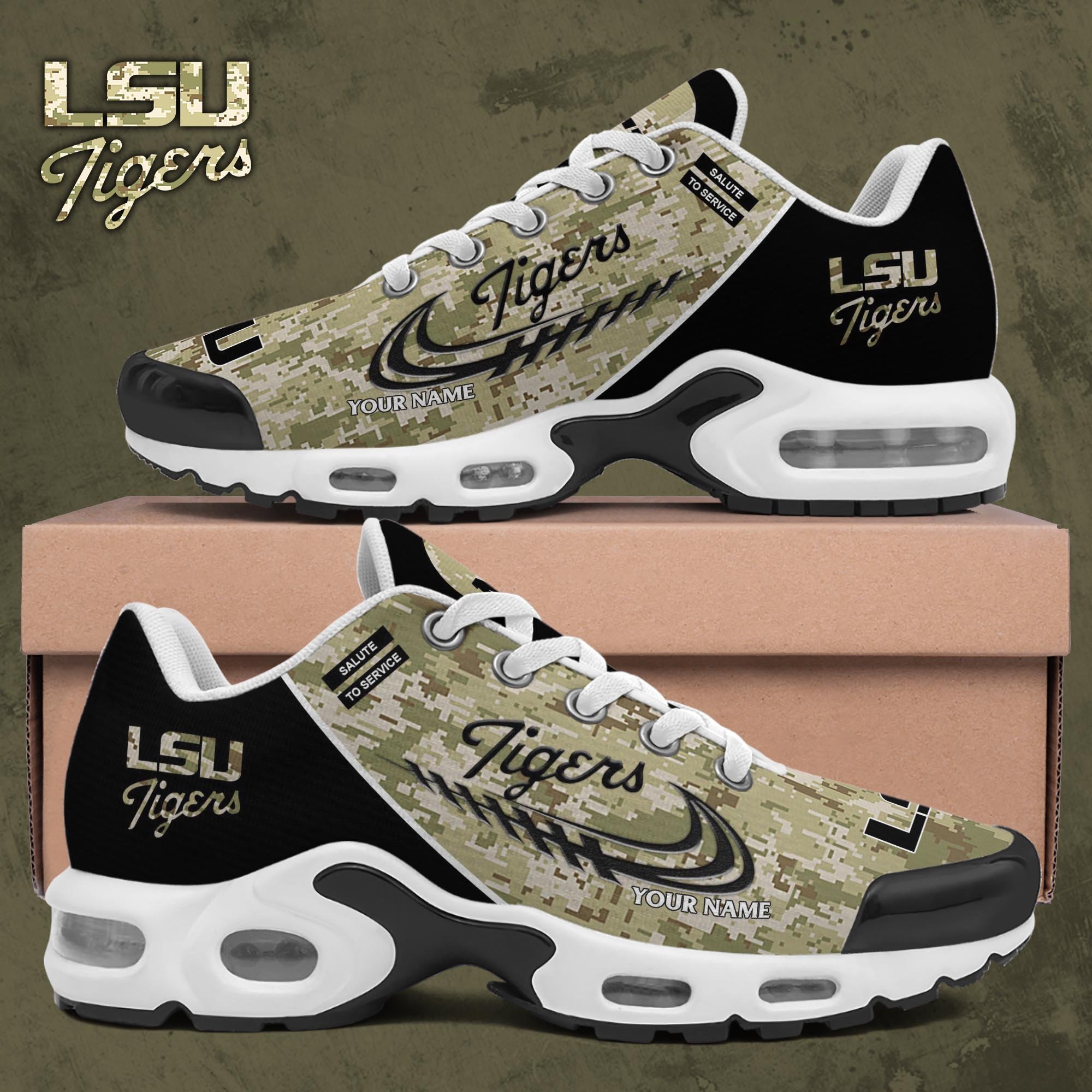 LSU TIGERS TN Shoes 2026 Version Custom Name, Camouflage Shoes, Gifts For Football Lovers