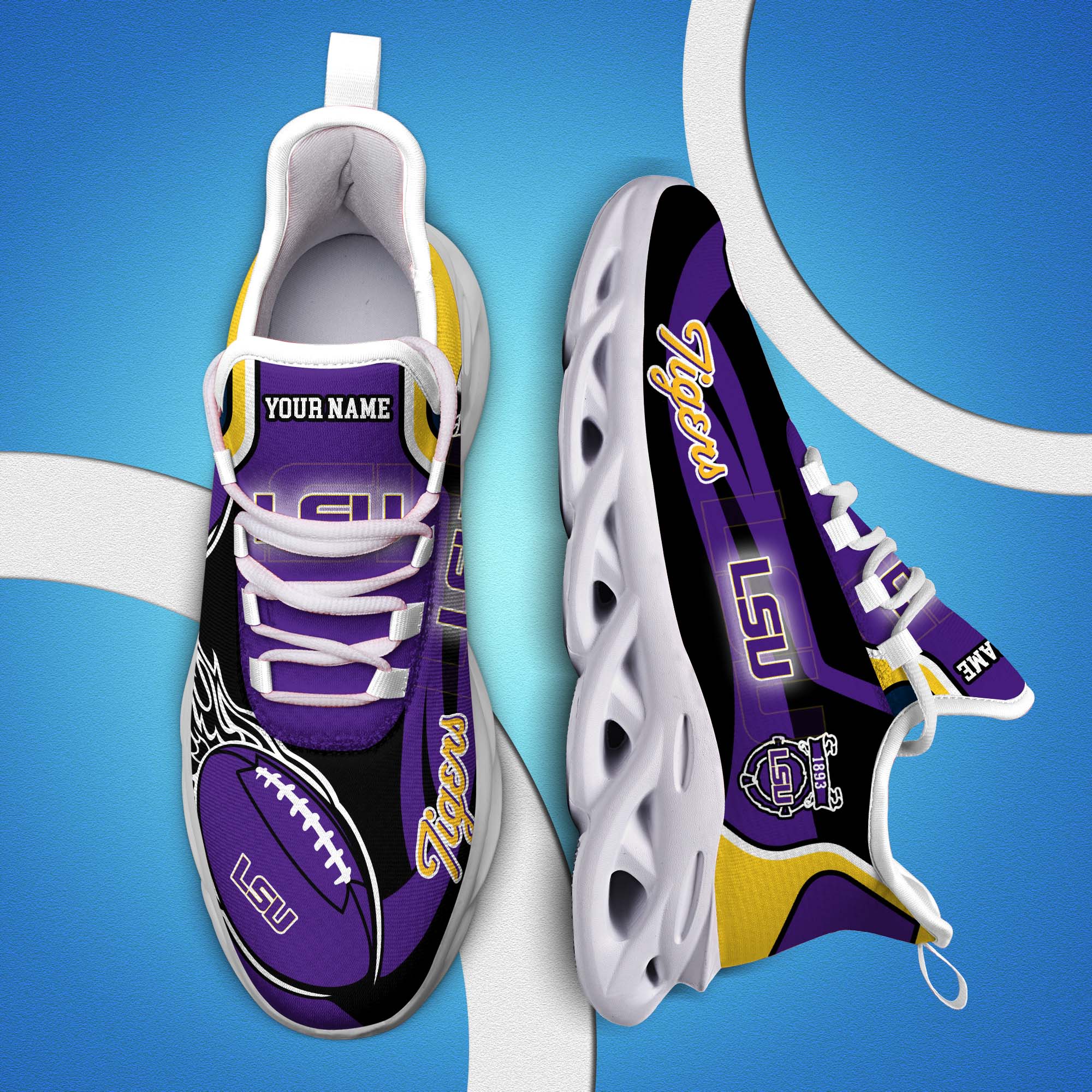 lsu tigers white c sneakers 2026 version personalized your name 090 3644 hnkjq