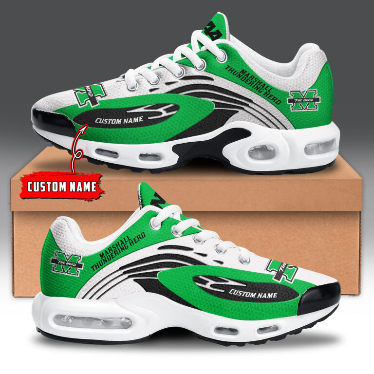 Marshall Thundering Herd Personalized Name Team Logo Mix Colors Wave Line TN Air Max Shoes Air Cushion Sneakers