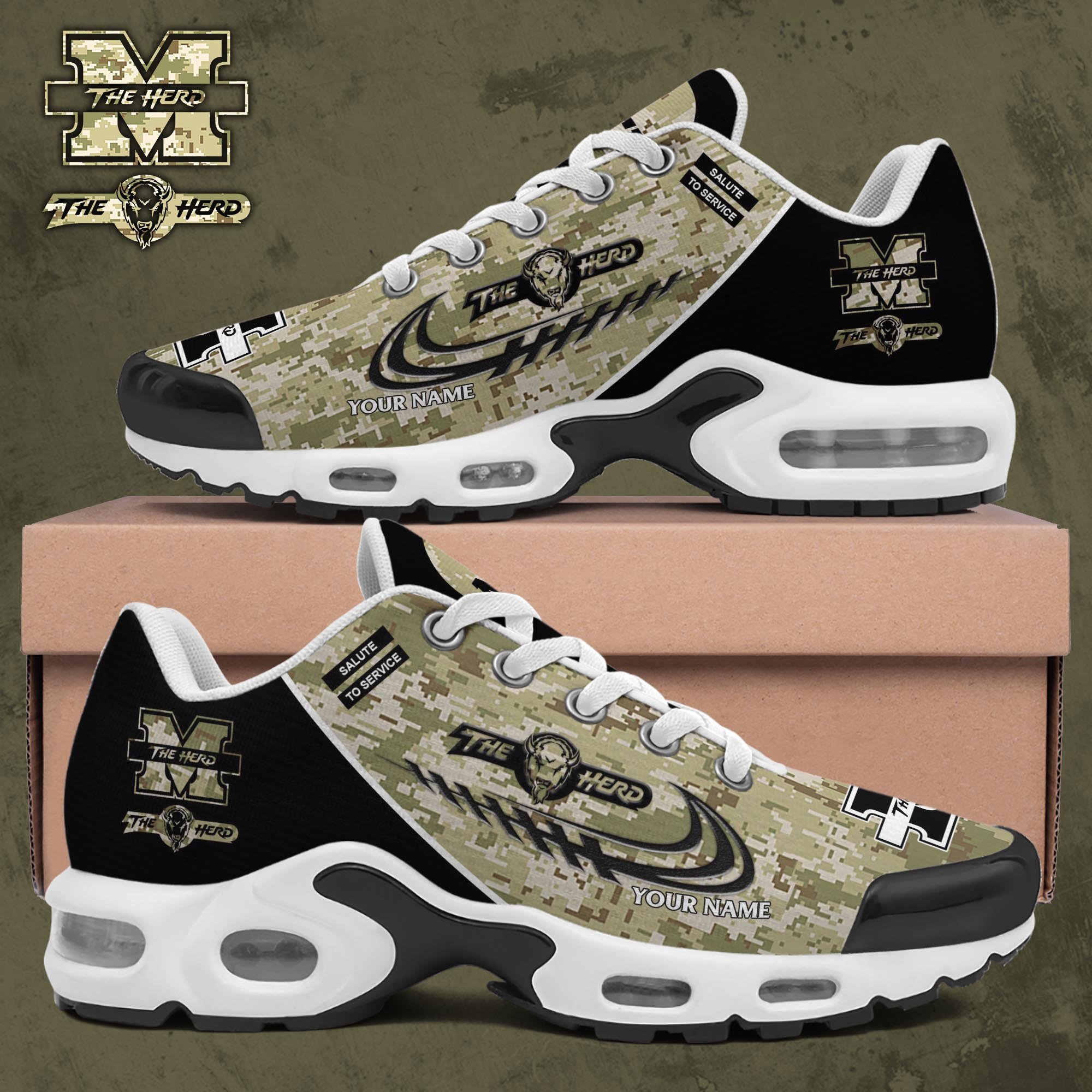 Marshall Thundering Herd TN Shoes 2026 Version Custom Name, Camouflage Shoes, Gifts For Football Lovers