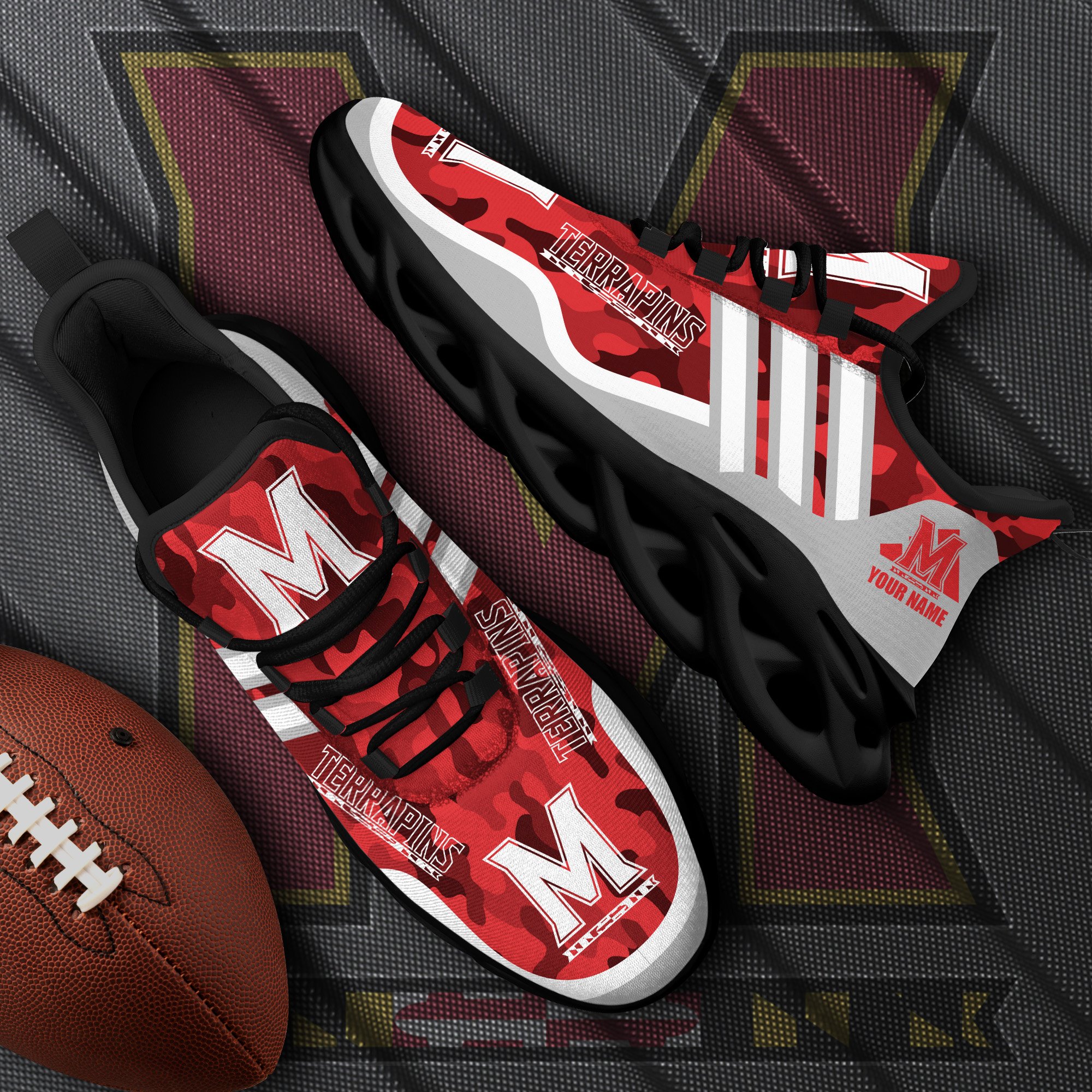 Maryland Terrapins Black Max Soul Shoes 2026 Versions Custom Name 466