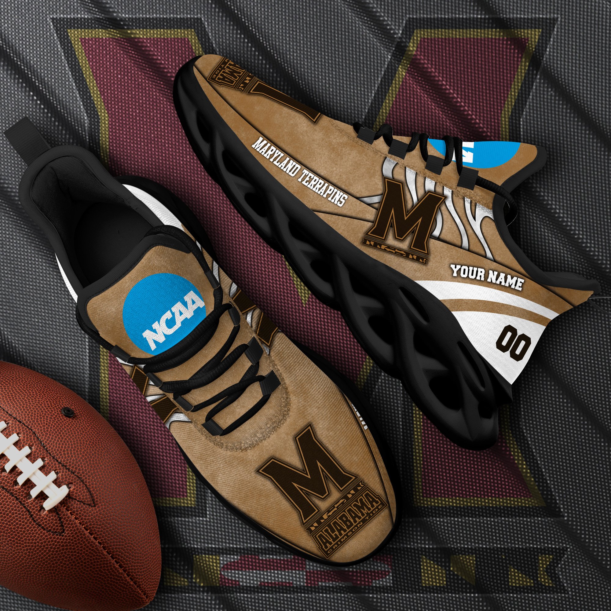 Maryland Terrapins Black Max Soul Shoes 2026 Versions Custom Your Name And Number 312