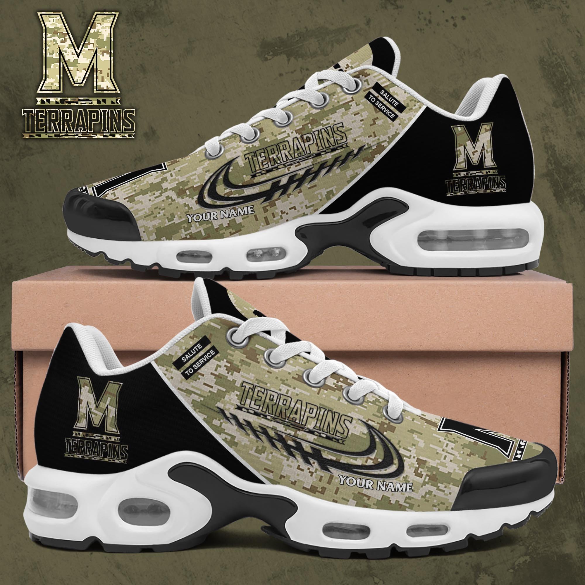maryland terrapins tn shoes 2026 version custom name camouflage shoes gifts for football lovers ph636 2639 gt8r9